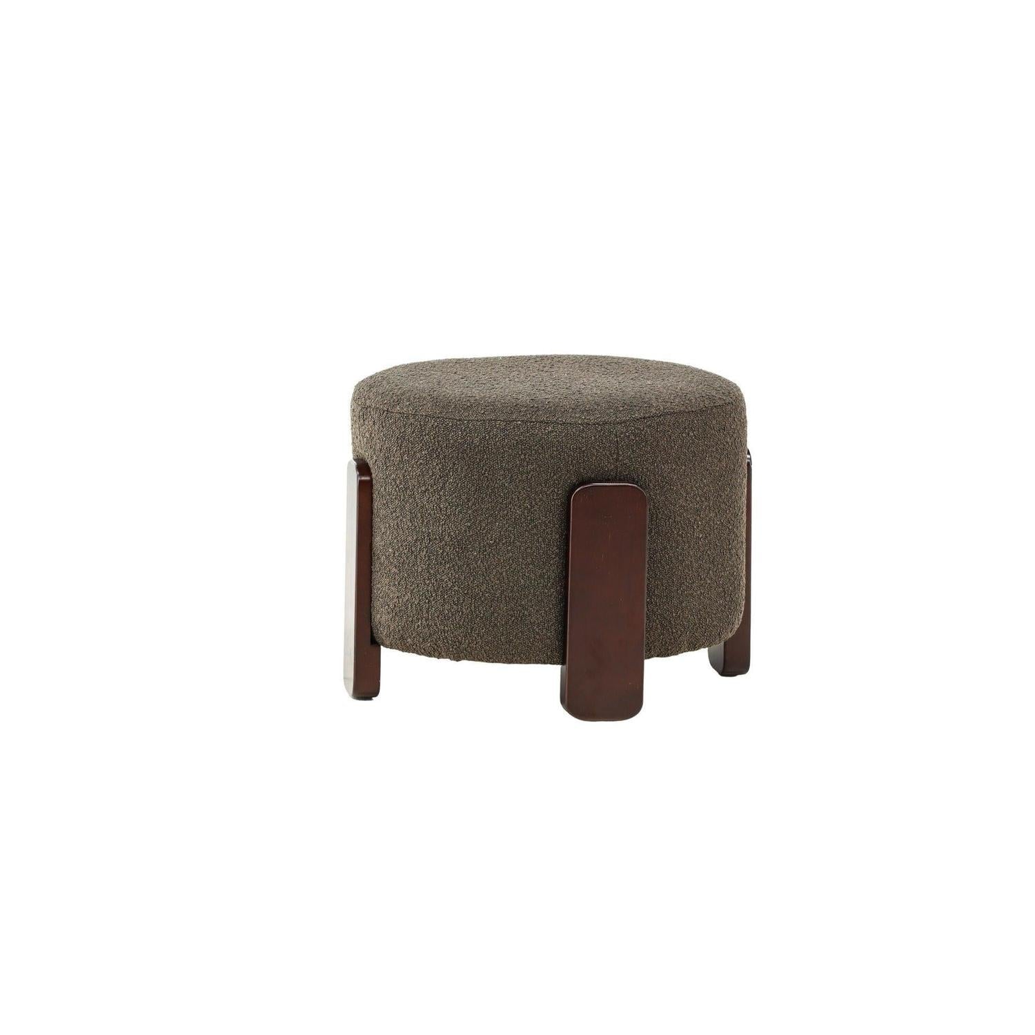 Hocker Coffey aus Bouclé mit Holz-Füßen Ø50cm - Dunkelgrün-Hocker-Venture Home-le canapé