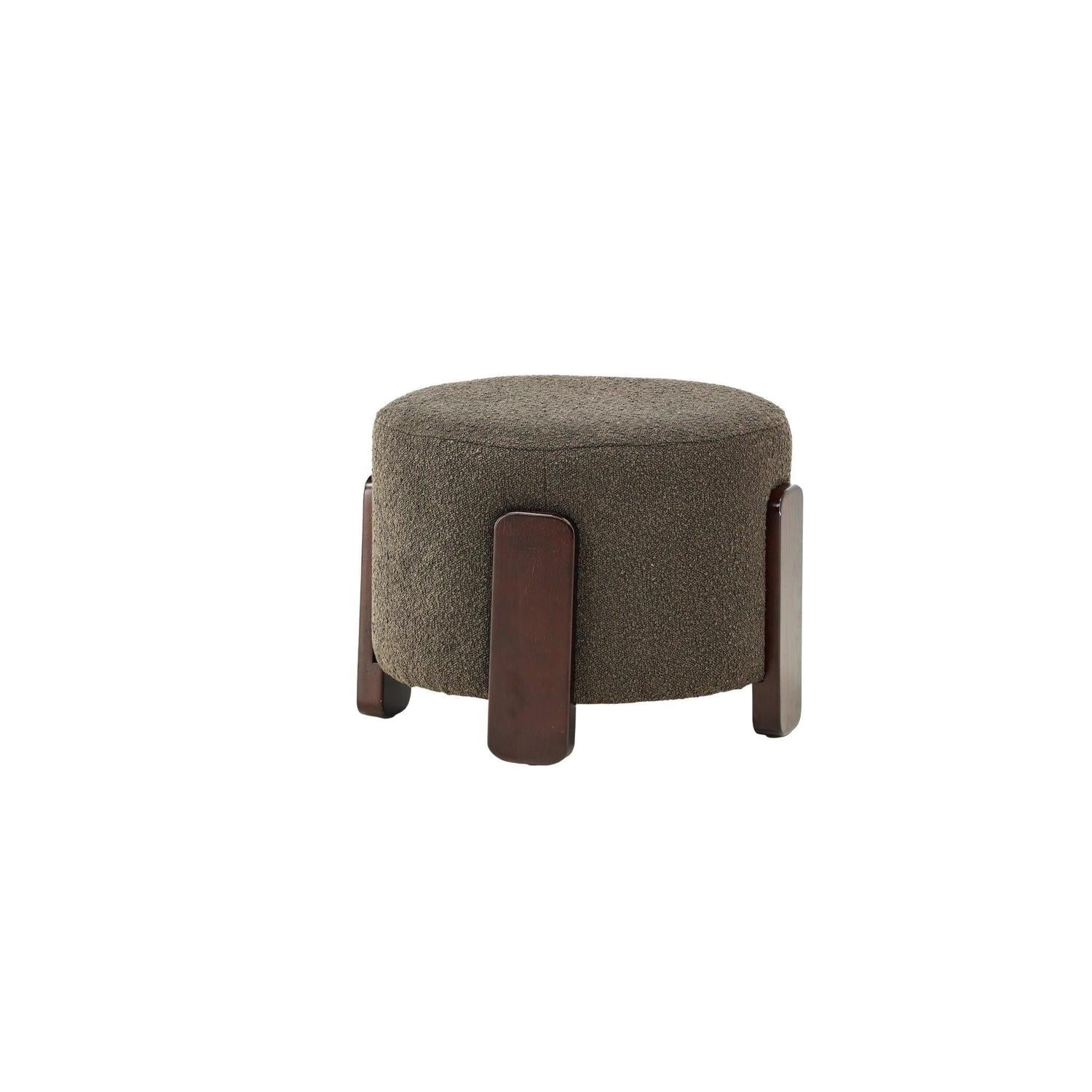 Hocker Coffey aus Bouclé mit Holz-Füßen Ø50cm - Dunkelgrün-Hocker-Venture Home-le canapé