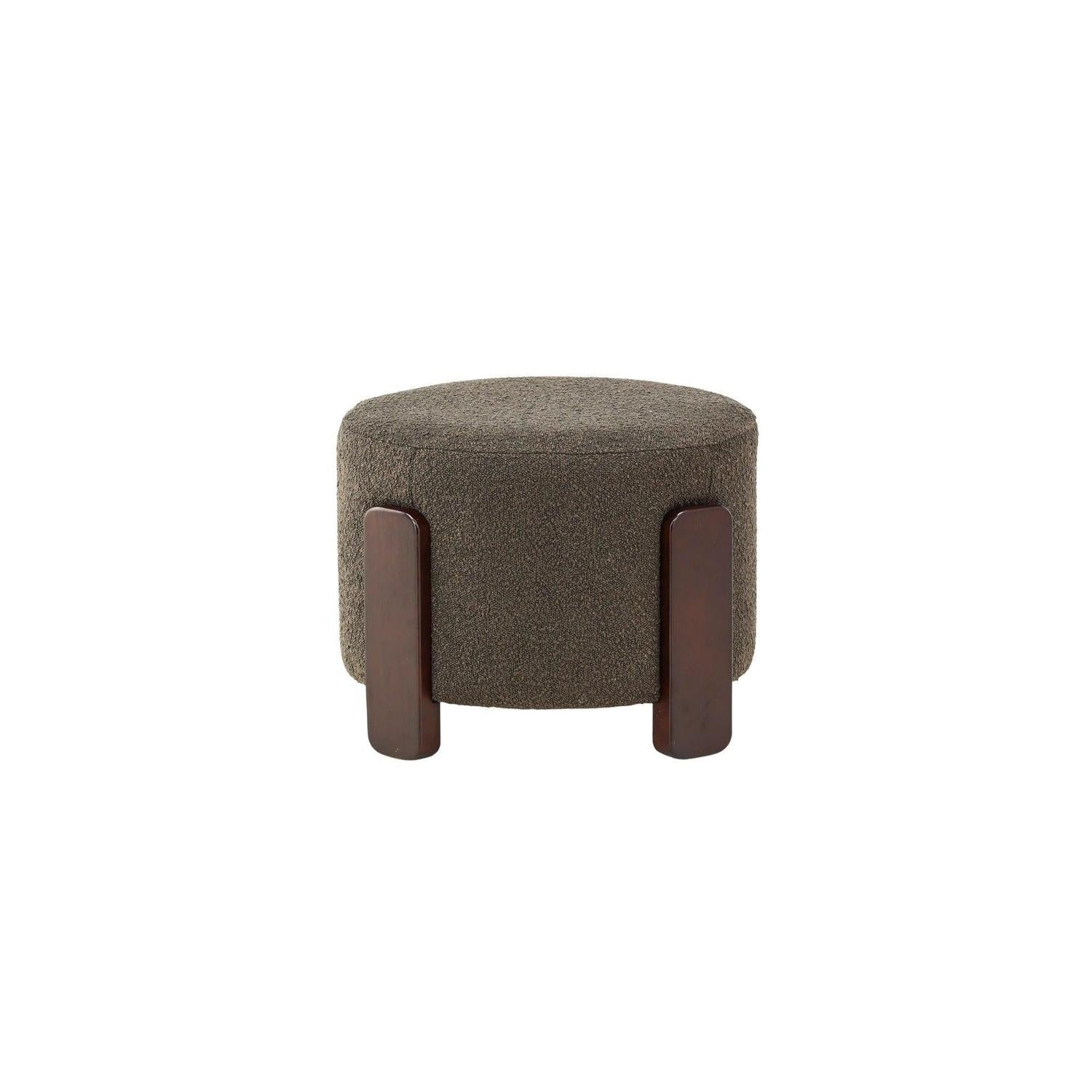 Hocker Coffey aus Bouclé mit Holz-Füßen Ø50cm - Dunkelgrün-Hocker-Venture Home-le canapé