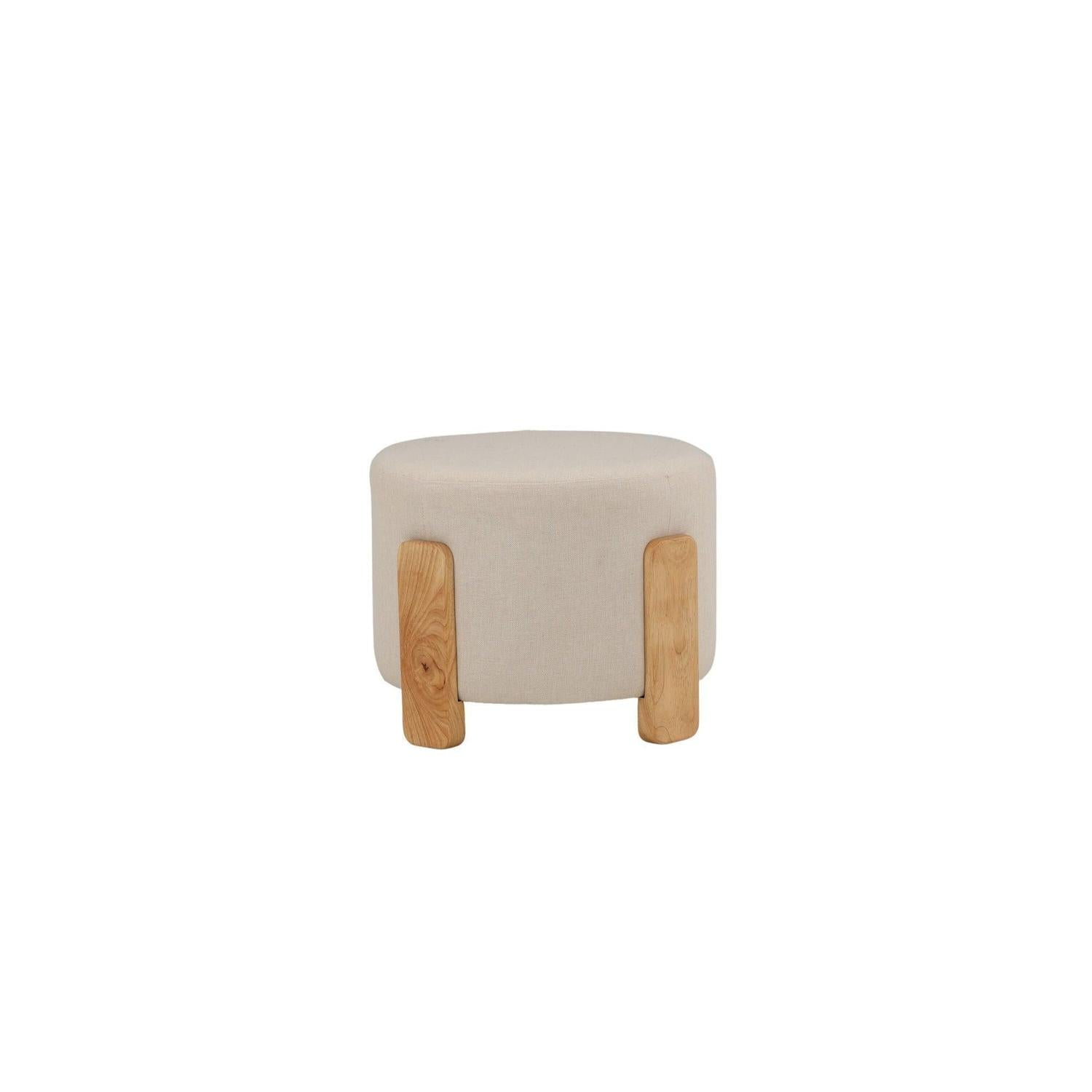 Hocker Coffey aus Leinen mit Holz-Füßen Ø50cm - Beige-Hocker-Venture Home-le canapé