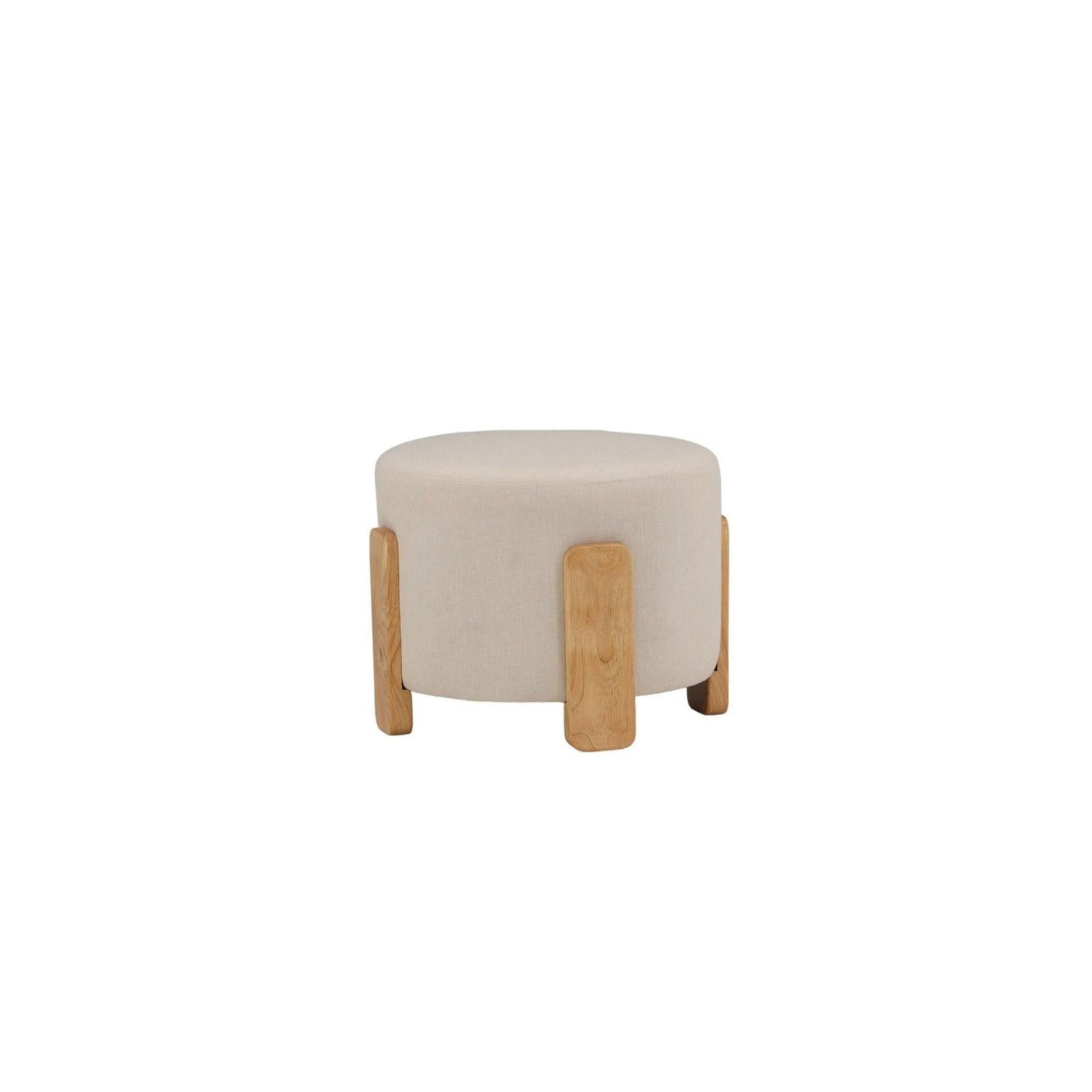 Hocker Coffey aus Leinen mit Holz-Füßen Ø50cm - Beige-Hocker-Venture Home-le canapé