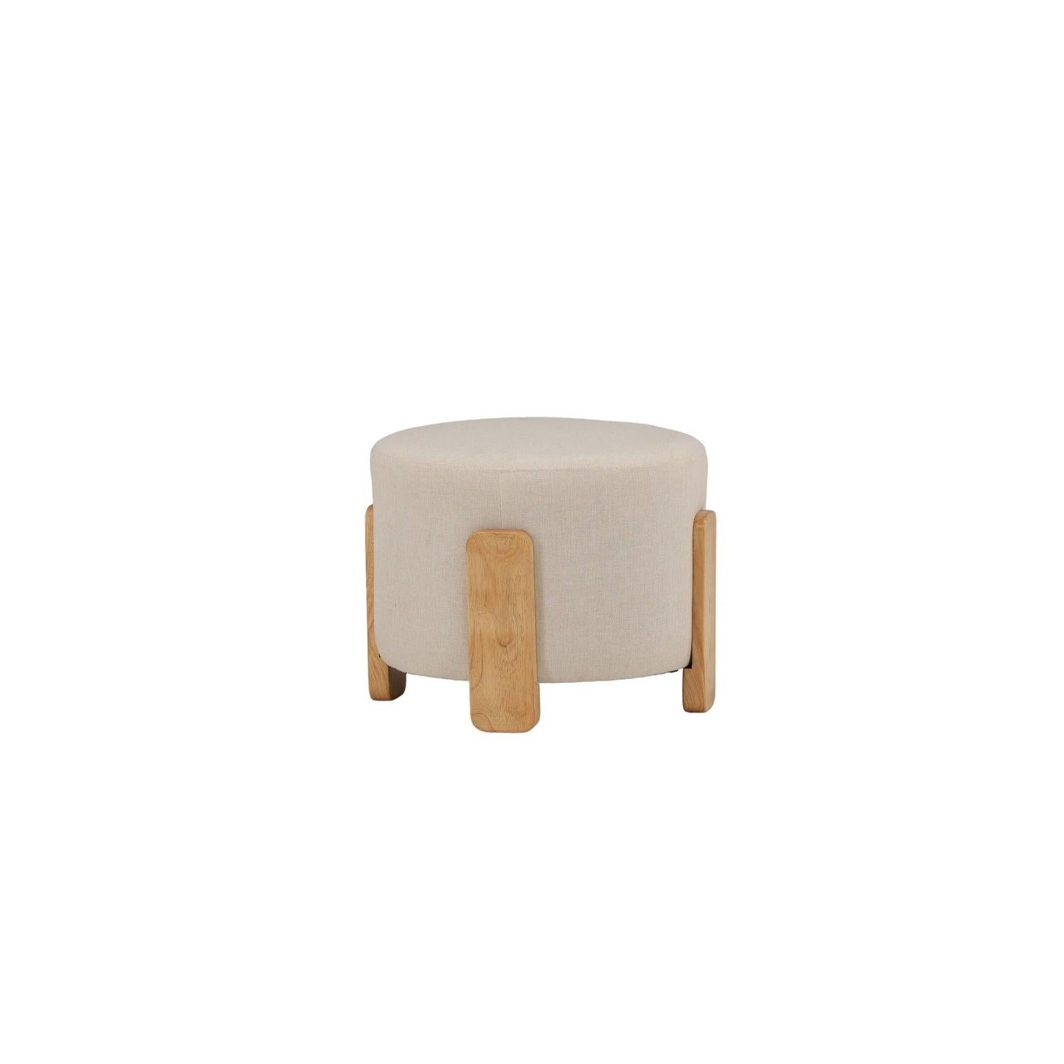 Hocker Coffey aus Leinen mit Holz-Füßen Ø50cm - Beige-Hocker-Venture Home-le canapé
