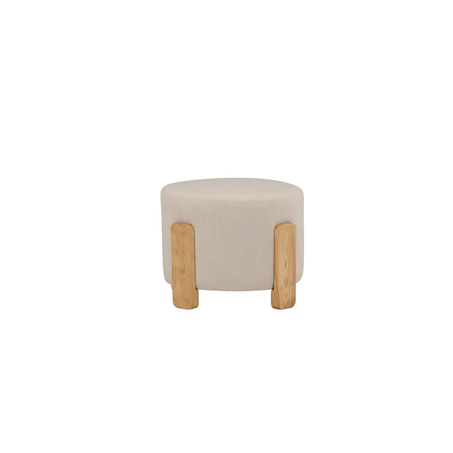 Hocker Coffey aus Leinen mit Holz-Füßen Ø50cm - Beige-Hocker-Venture Home-le canapé
