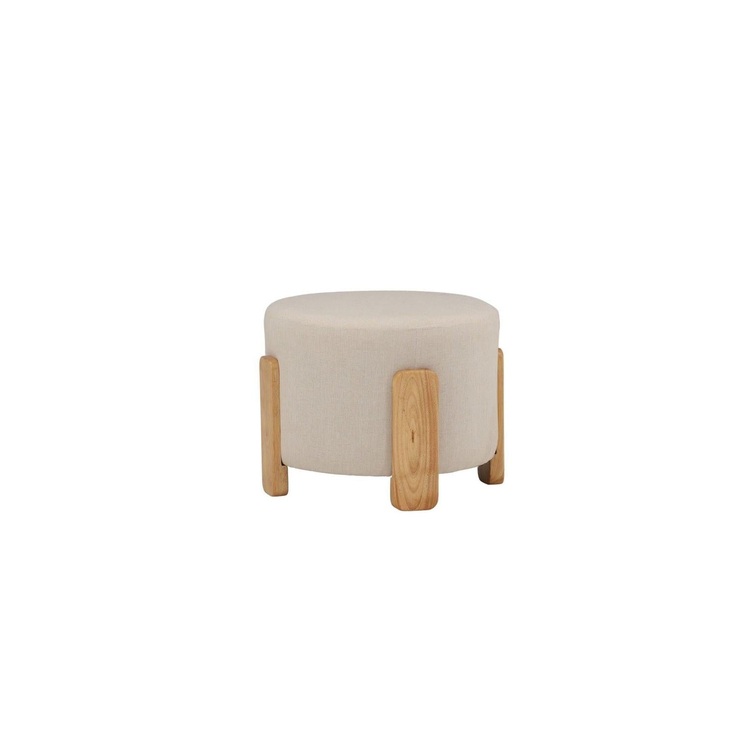 Hocker Coffey aus Leinen mit Holz-Füßen Ø50cm - Beige-Hocker-Venture Home-le canapé