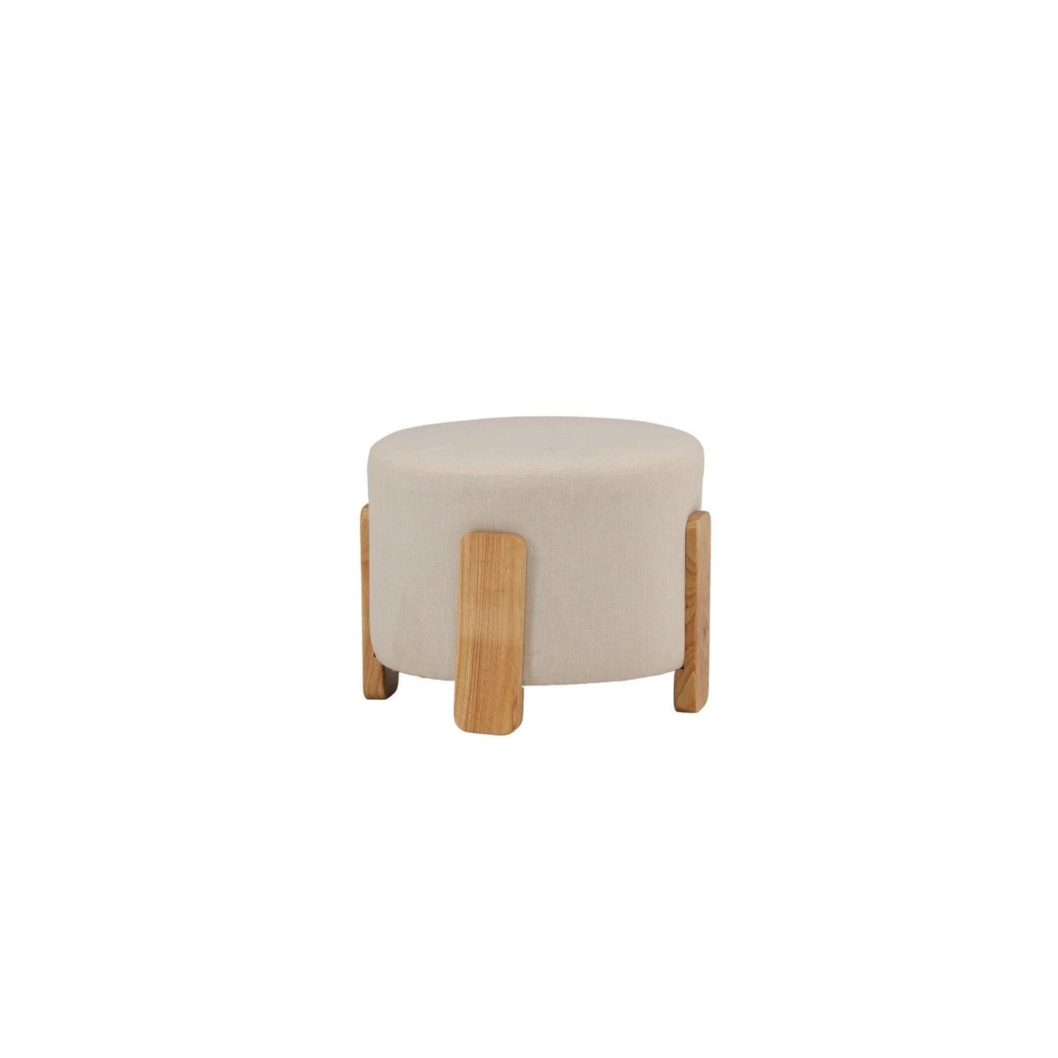 Hocker Coffey aus Leinen mit Holz-Füßen Ø50cm - Beige-Hocker-Venture Home-le canapé