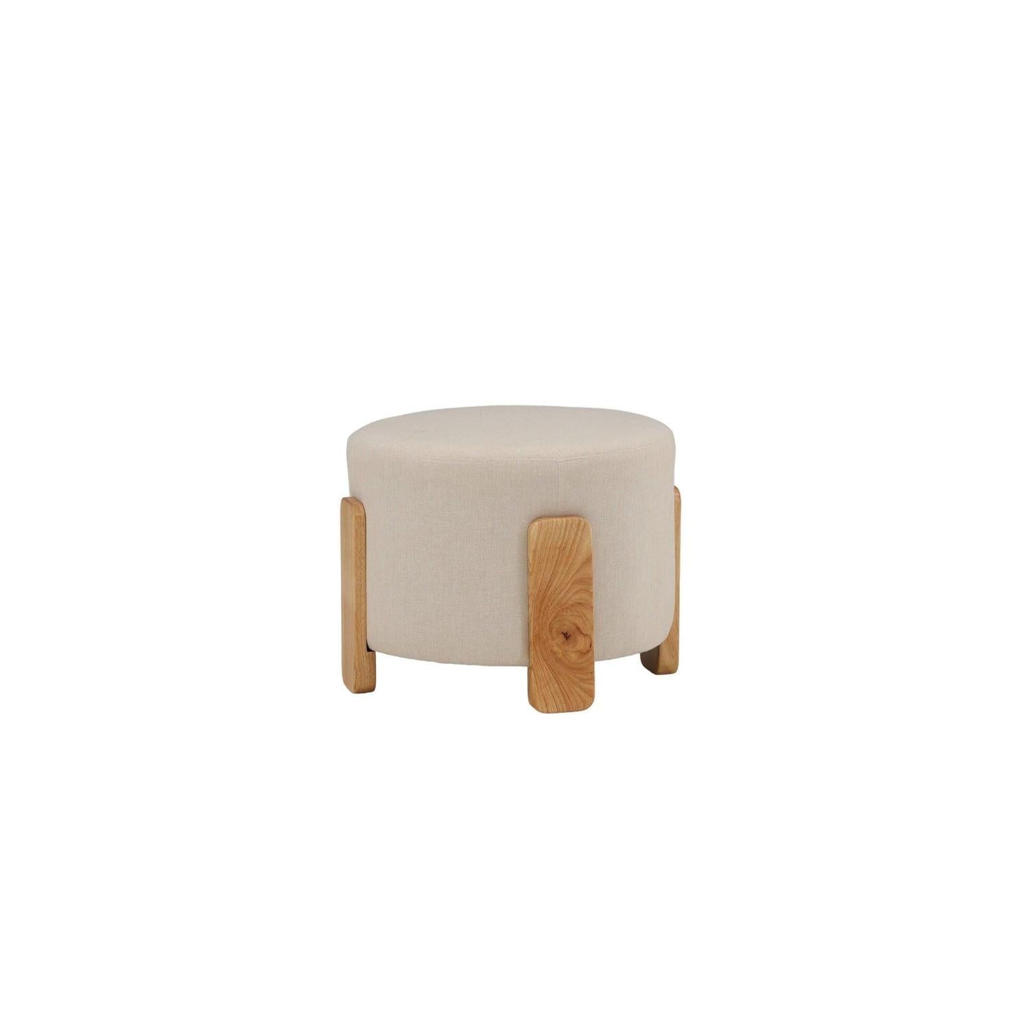 Hocker Coffey aus Leinen mit Holz-Füßen Ø50cm - Beige-Hocker-Venture Home-le canapé