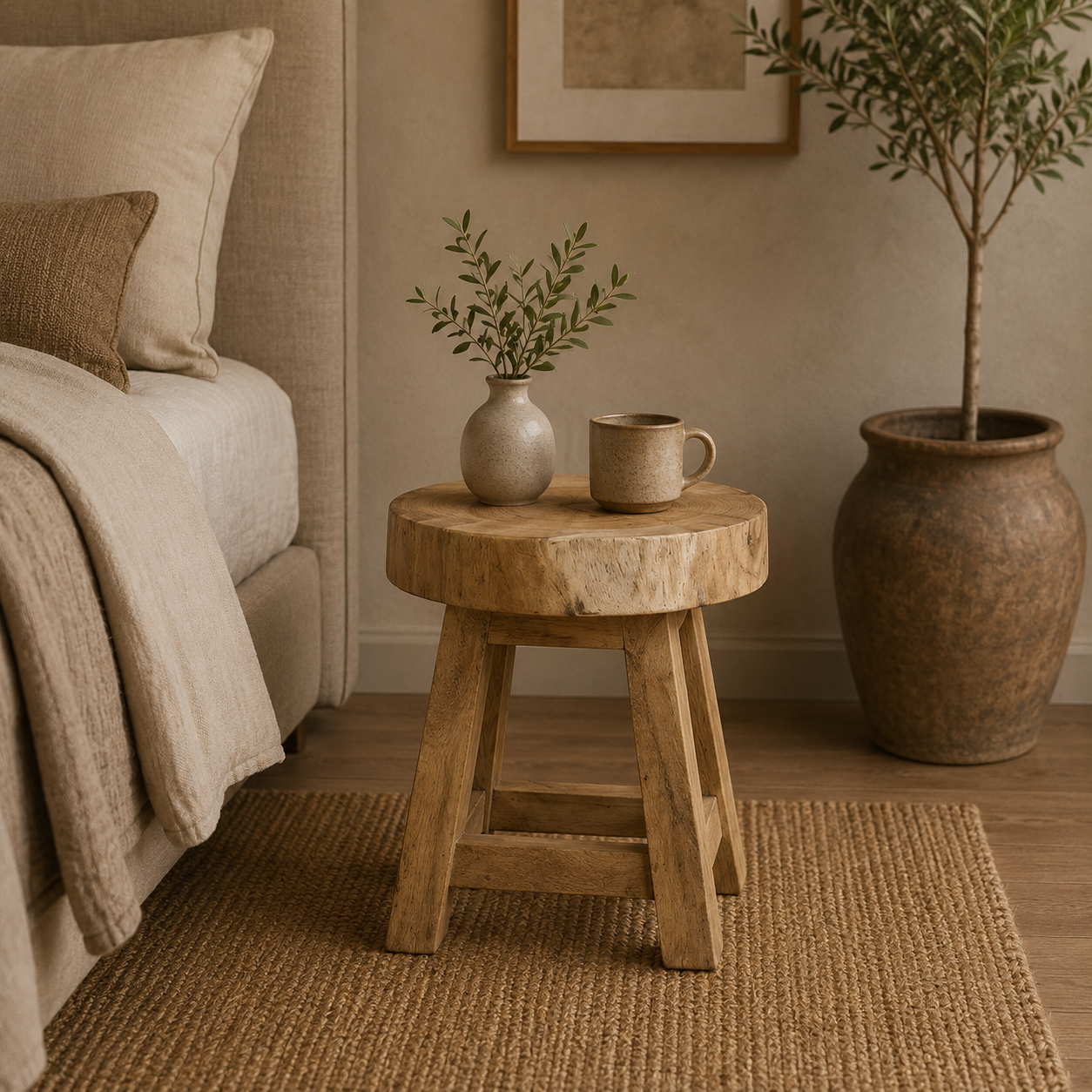 Hocker Milo aus Suar Holz Ø38cm - Hellbraun-Hocker-Benoa-le canapé