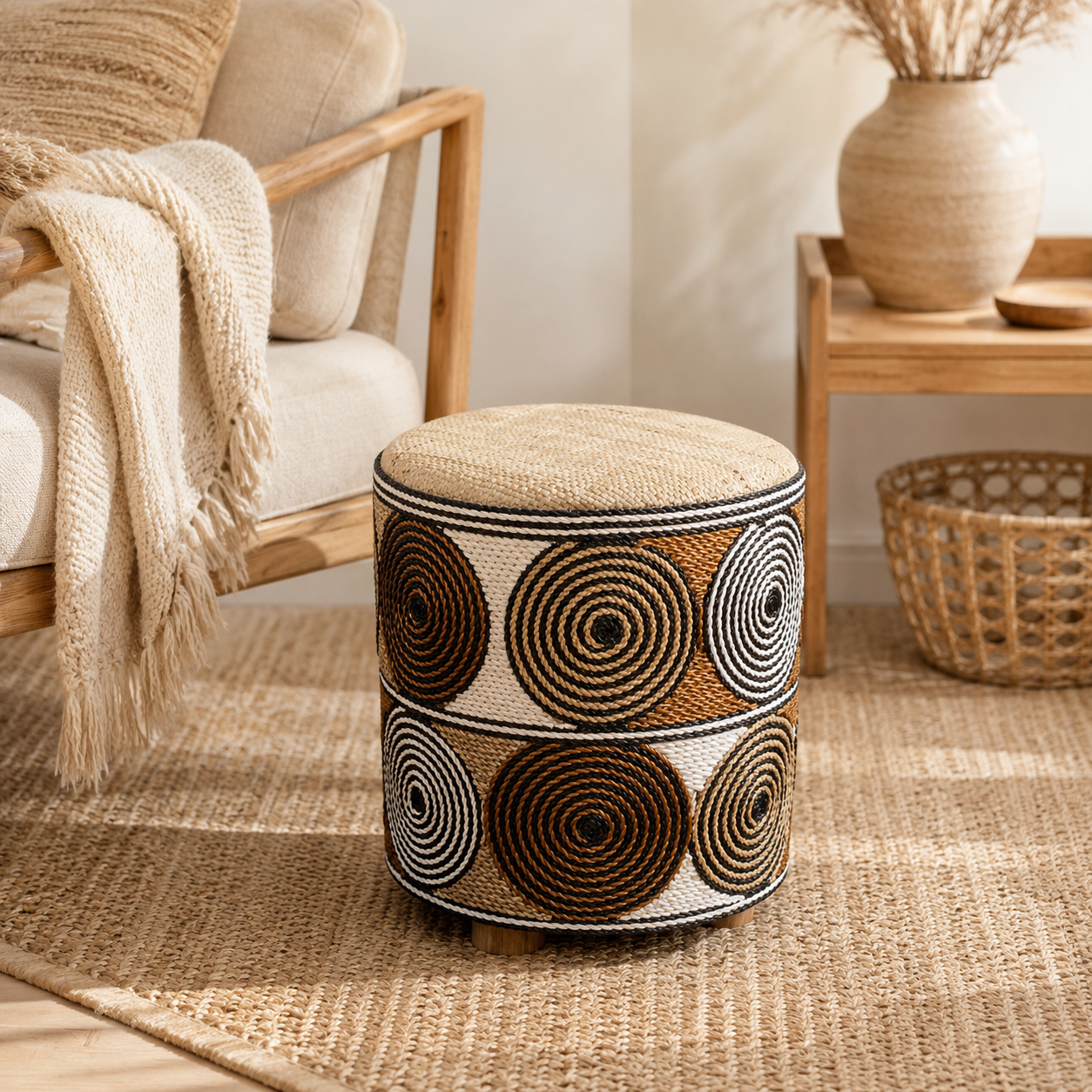 Hocker Mykonos Ø42cm - Hellbraun-Hocker-Pole to Pole-le canapé