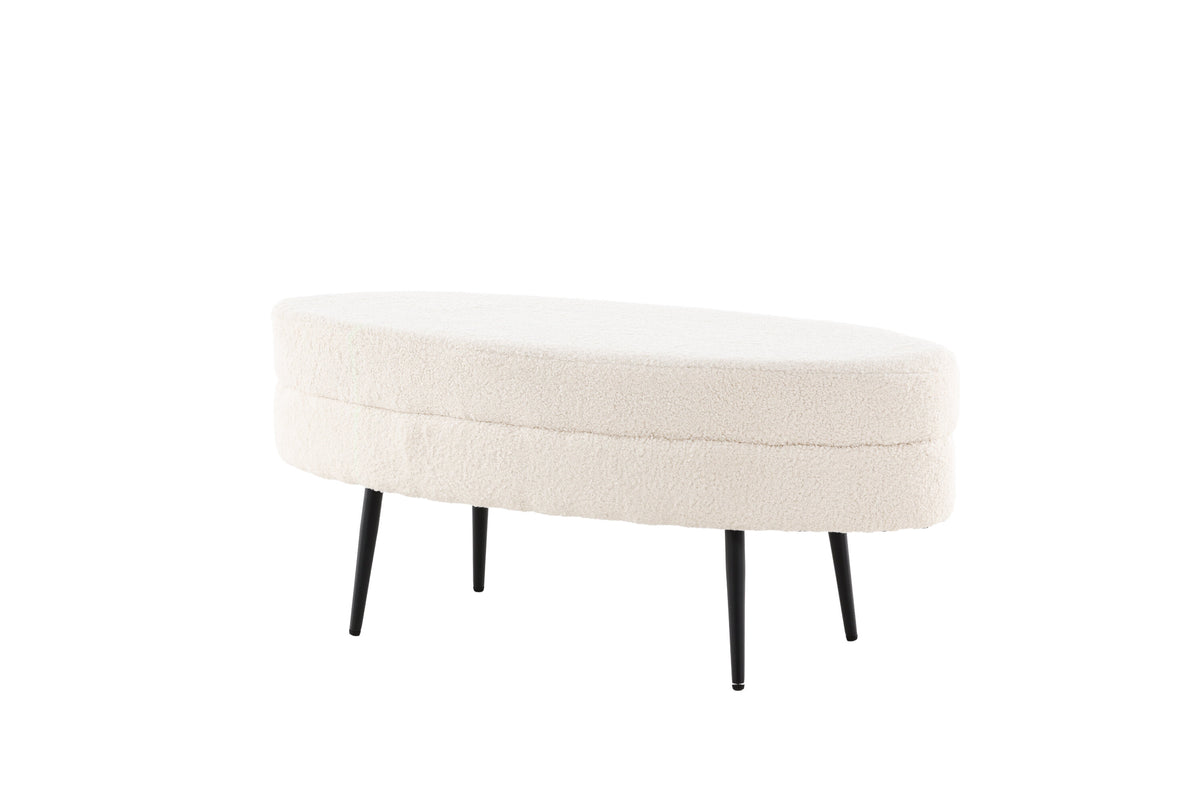 Hocker Otto 100cm aus Bouclé - Weiß-Polsterhocker-Venture Home-le canapé