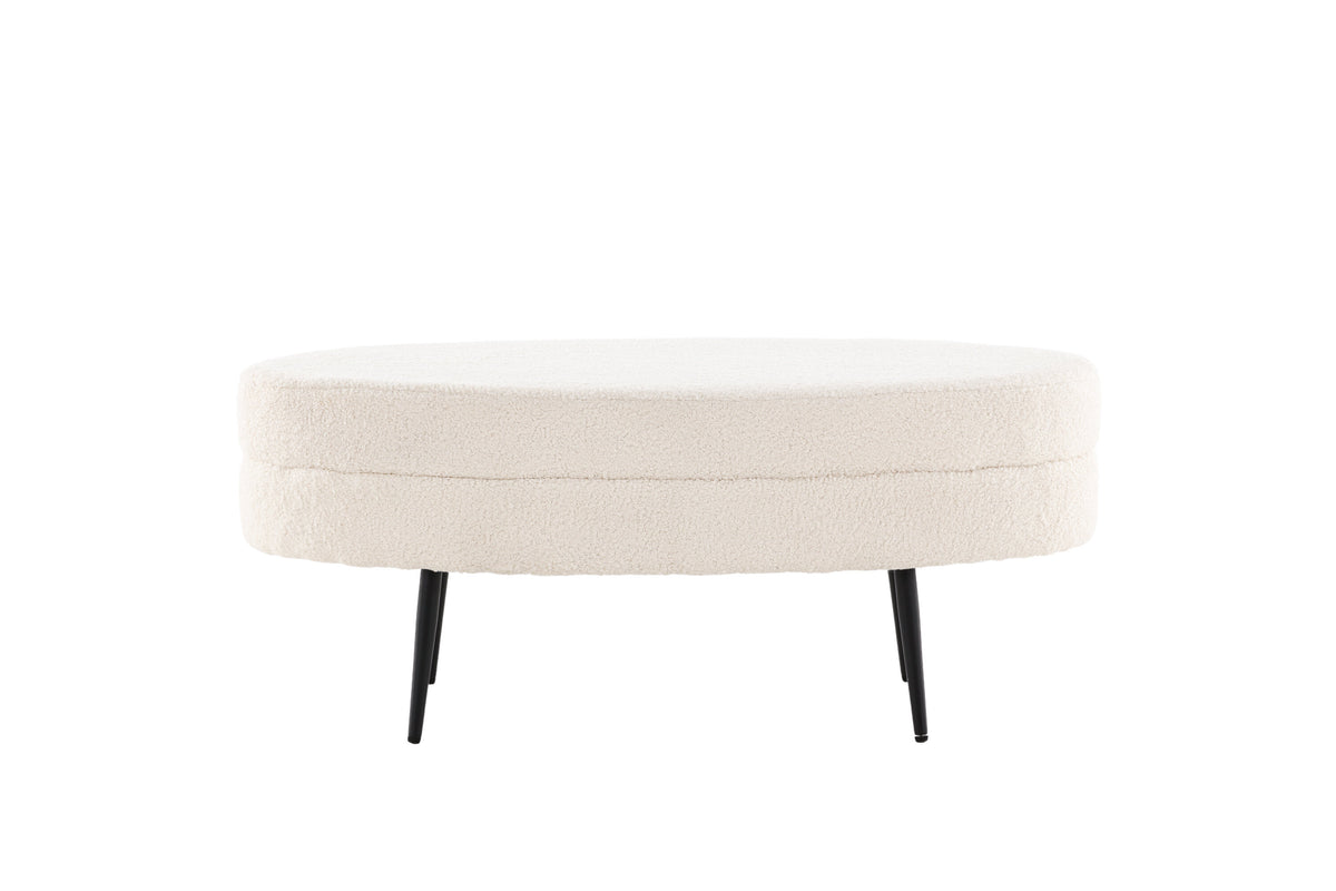 Hocker Otto 100cm aus Bouclé - Weiß-Polsterhocker-Venture Home-le canapé