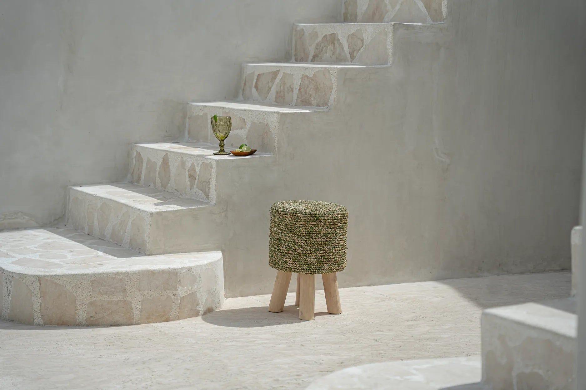 Hocker Raffia Tressed - Jungle Grün-Bazar Bizar-le canapé