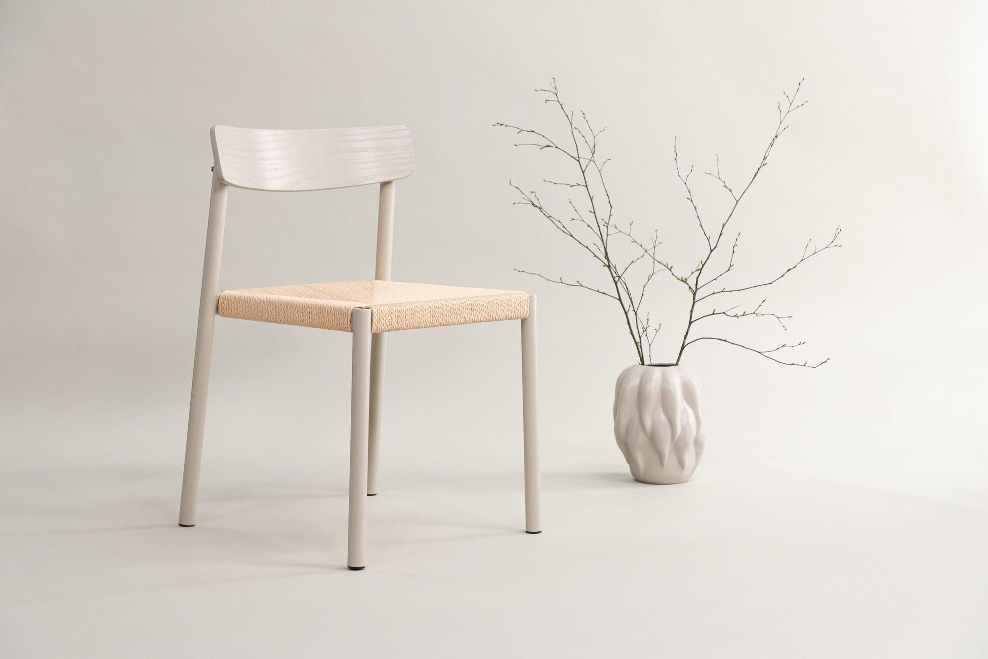 Holzstuhl Malmön mit Sitz aus Holzgeflecht - Greige / Beige-Holzstühle-Vind-le canapé