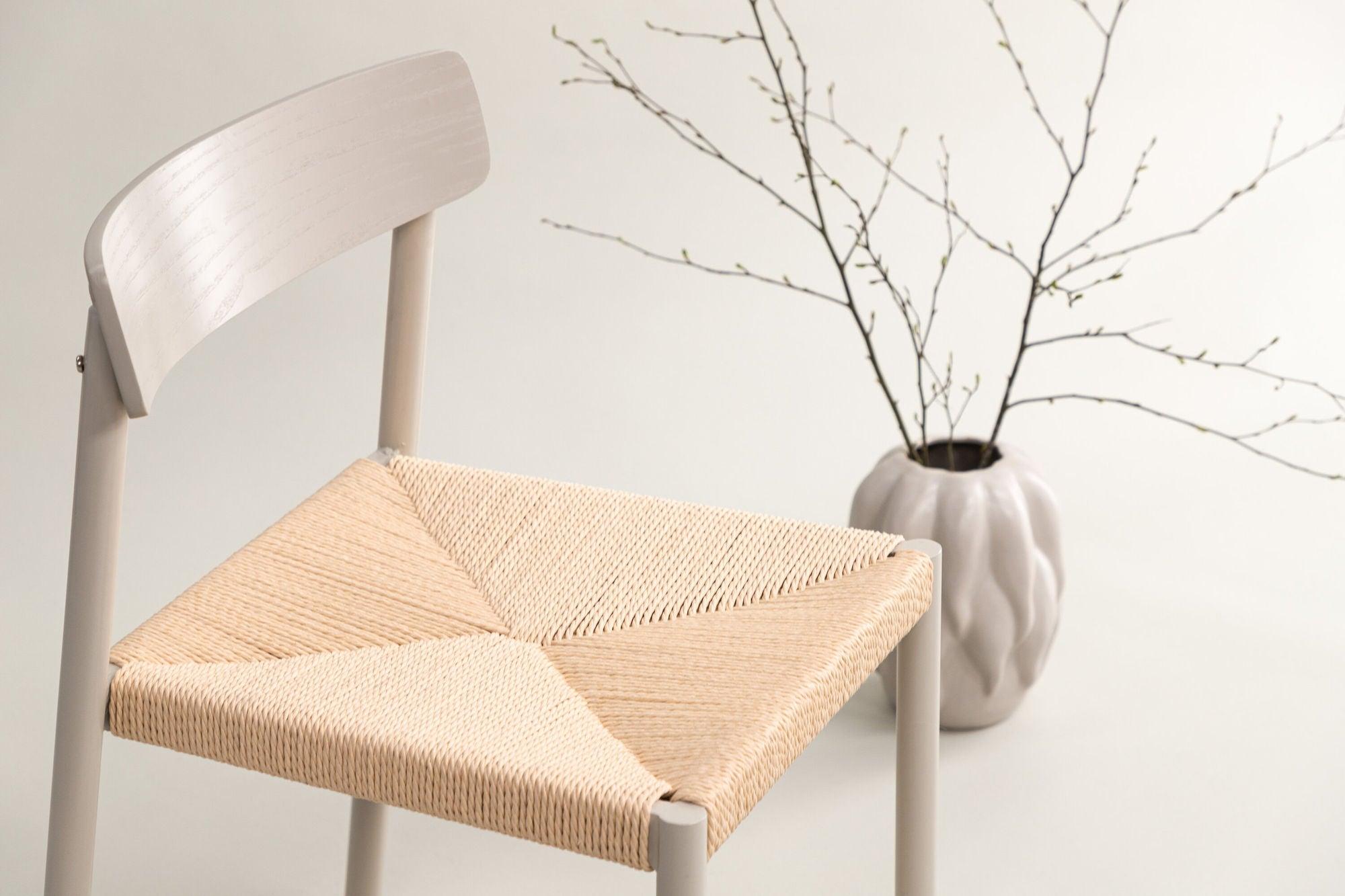 Holzstuhl Malmön mit Sitz aus Holzgeflecht - Greige / Beige-Holzstühle-Vind-le canapé