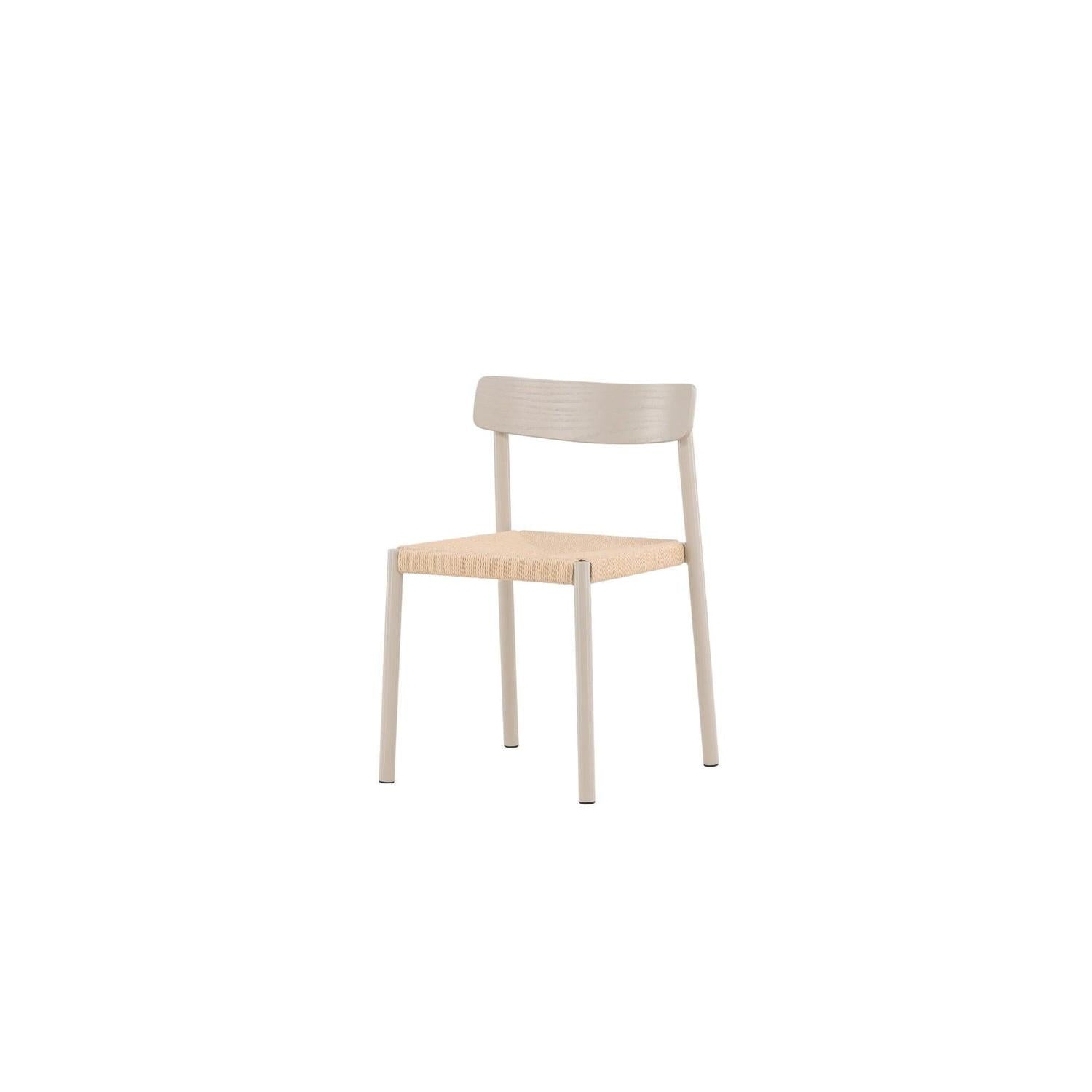 Holzstuhl Malmön mit Sitz aus Holzgeflecht - Greige / Beige-Holzstühle-Vind-le canapé