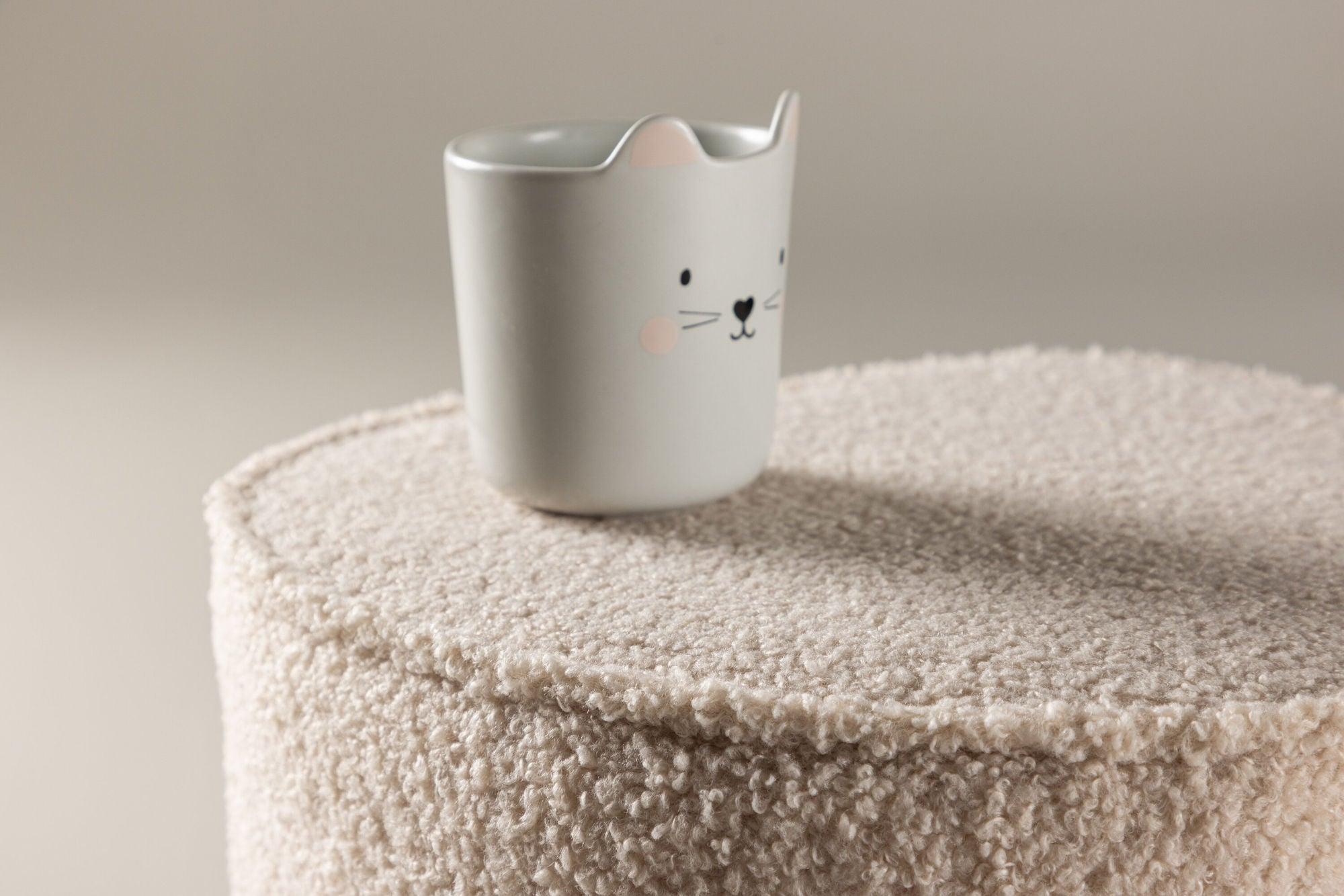 Kinder Hocker Pouf als Herz aus Teddy-Bouclé - Beige (FSC 100%)-Pouf-Venture Home-le canapé