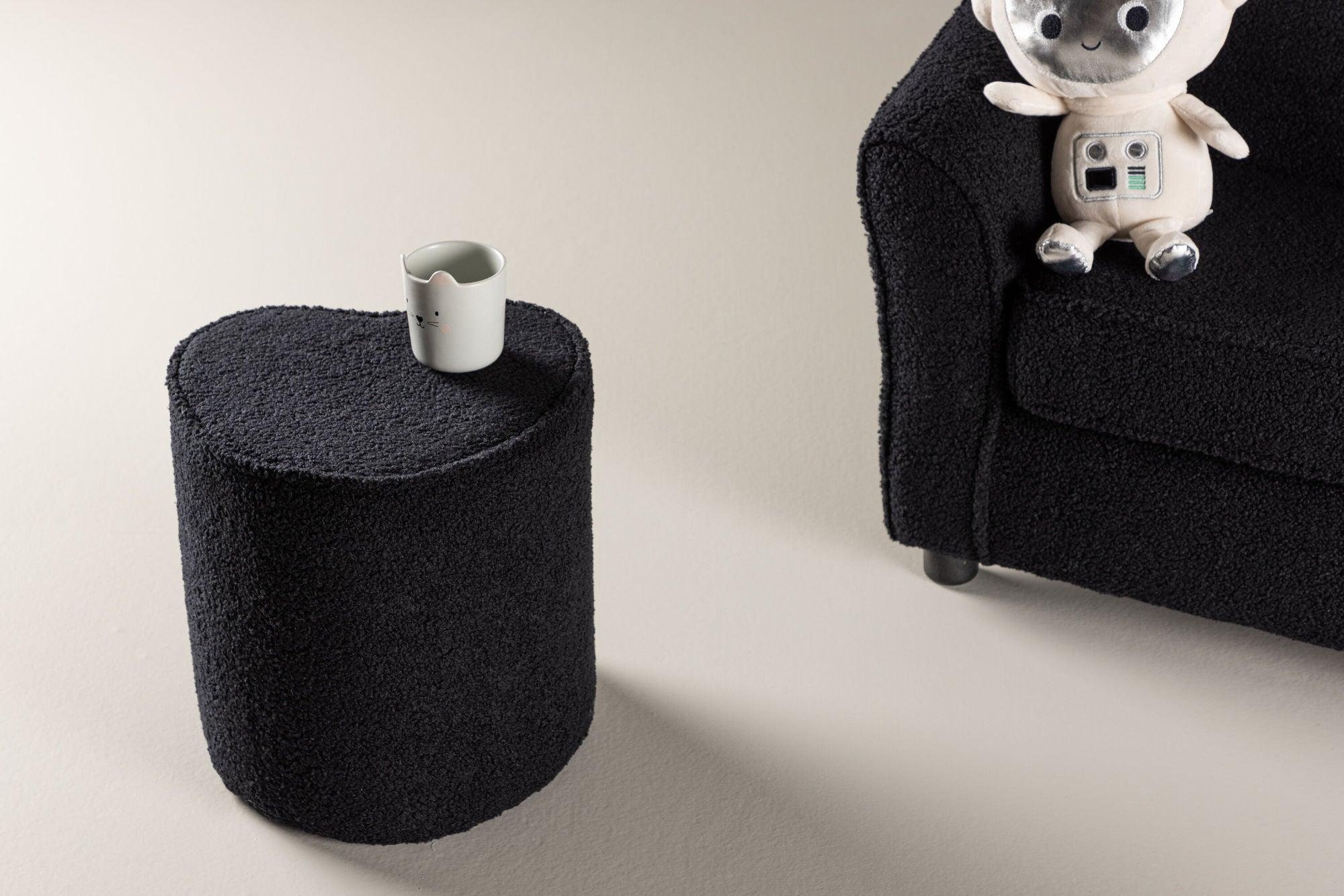 Kinder Hocker Pouf als Herz aus Teddy- Bouclé - Schwarz (FSC 100%)-Pouf-Venture Home-le canapé