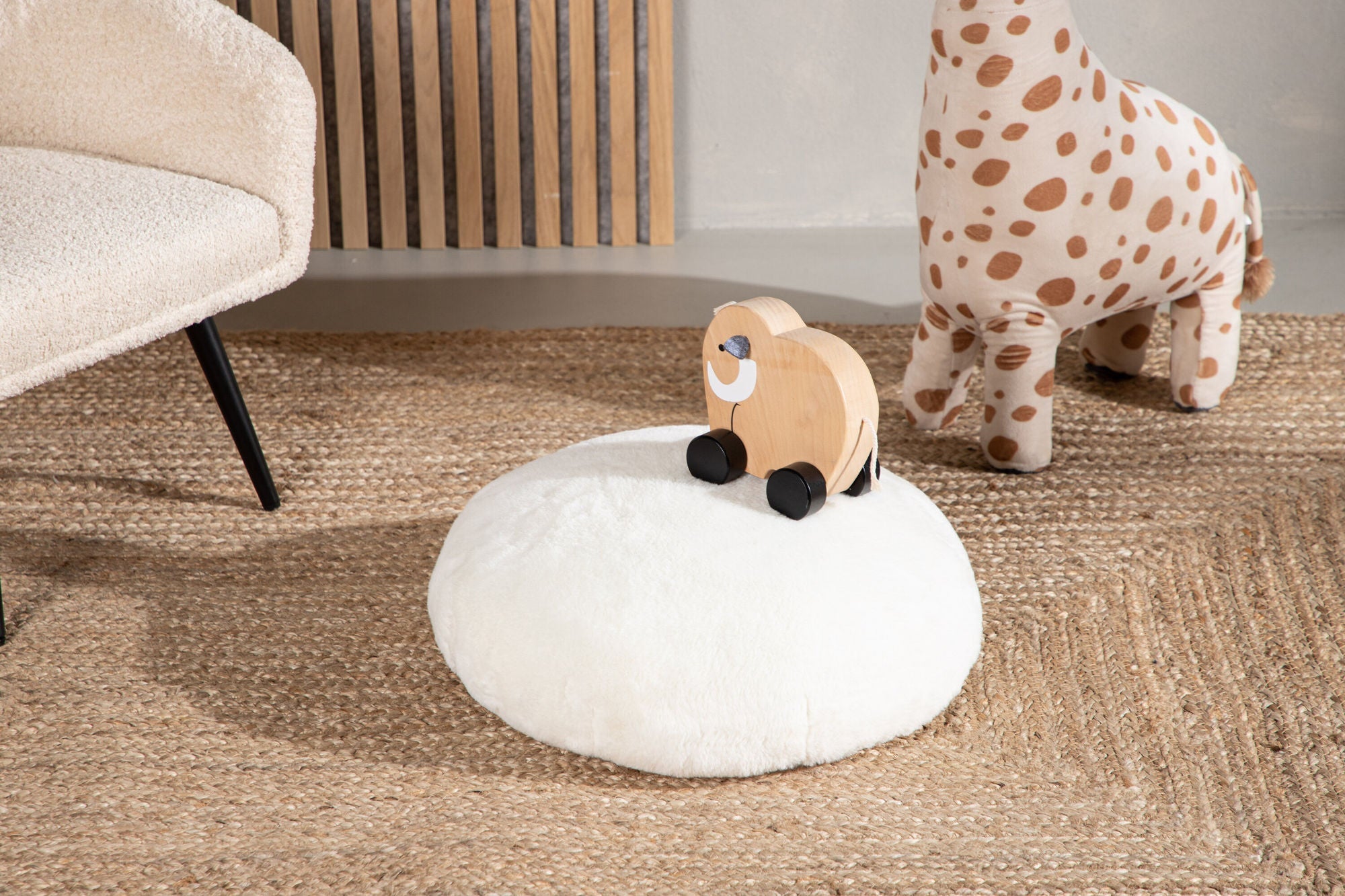 Kinder Pouf Ruston aus Lammwolle - WeißPouf