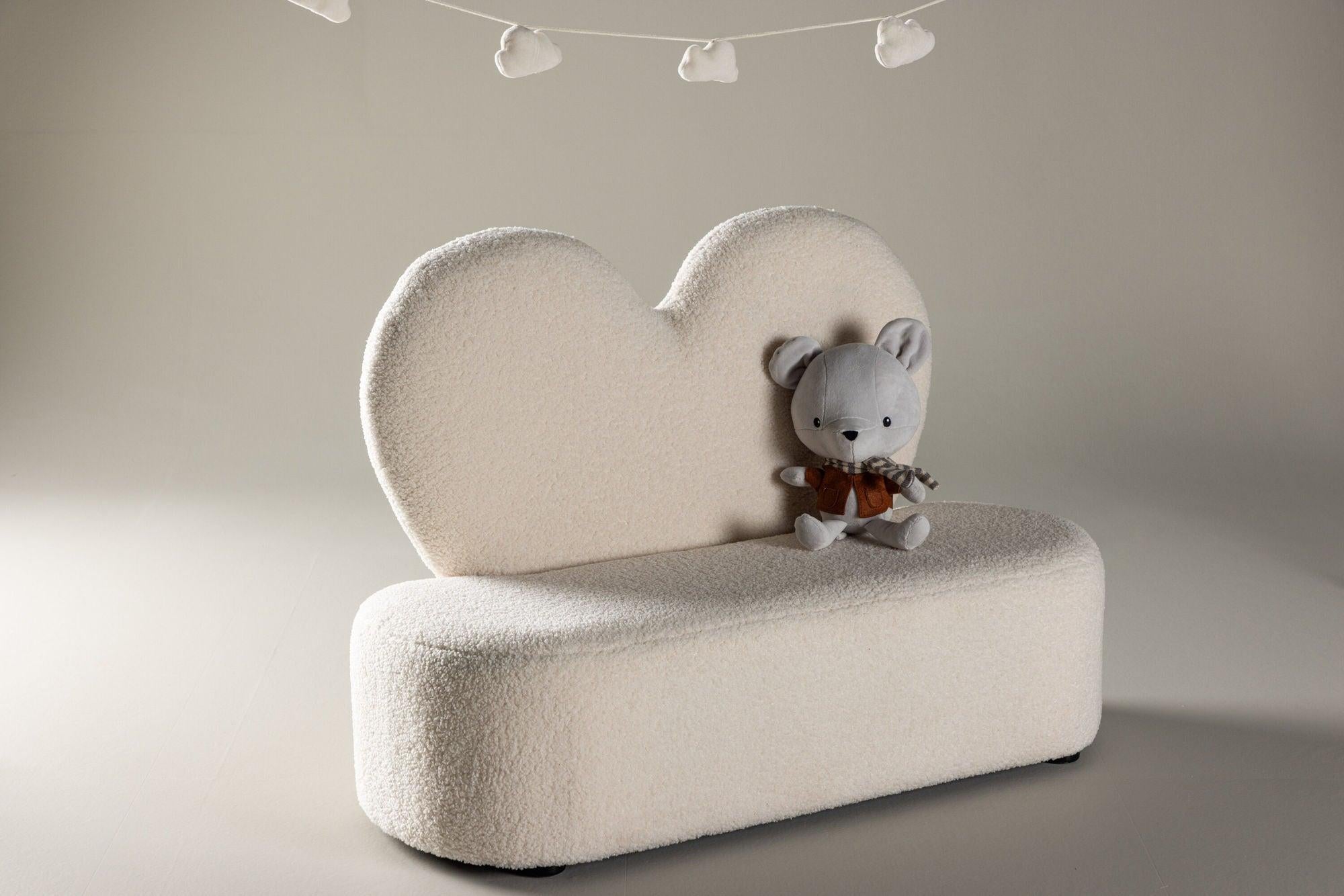 Kindersofa Flower aus Teddystoff (Bouclé) - Beige (FSC 100%)-Kindersofas-Venture Home-le canapé