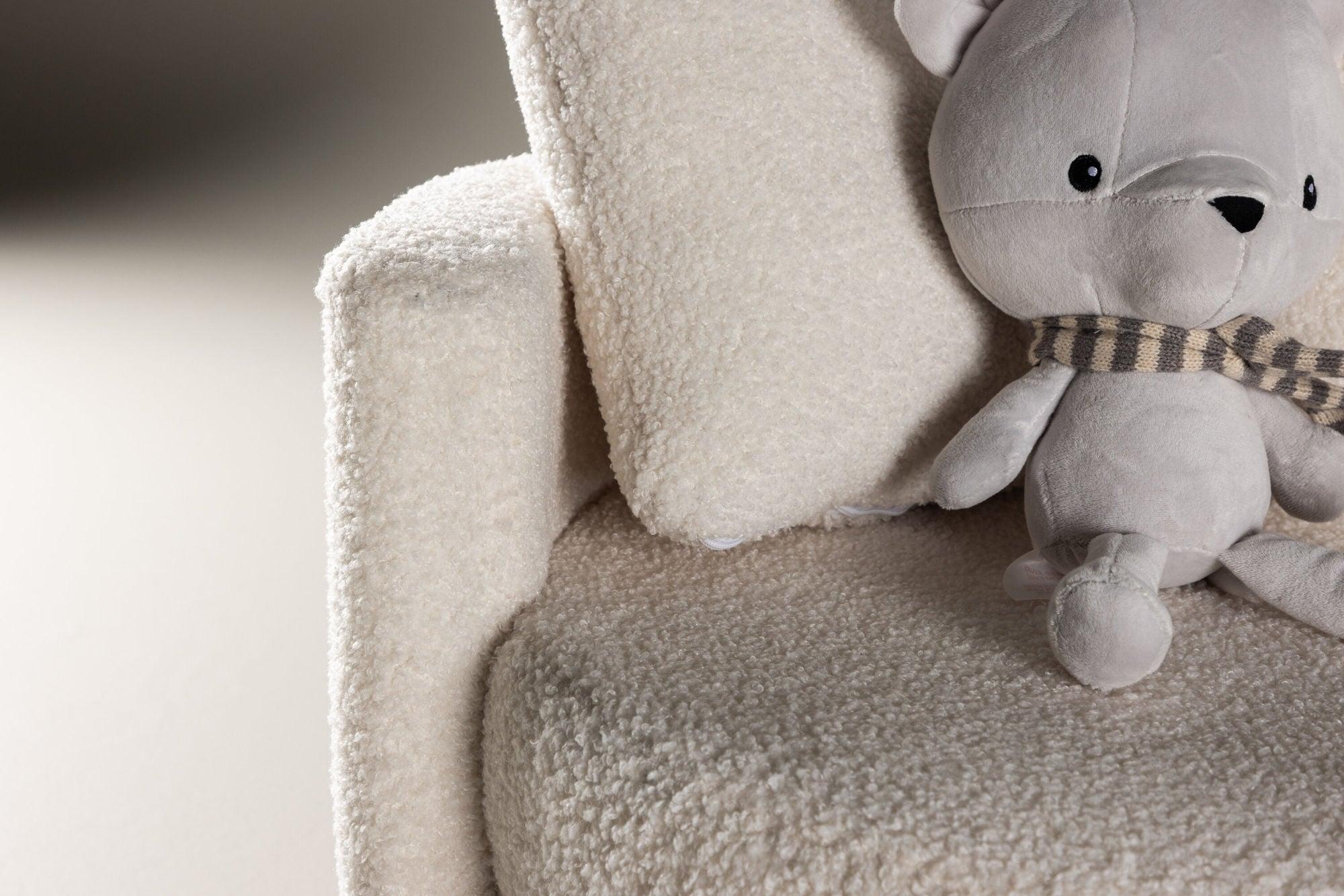 Kindersofa Kelso aus Teddystoff (Bouclé) - Weiß (FSC 100%)-Kindersofas-Venture Home-le canapé