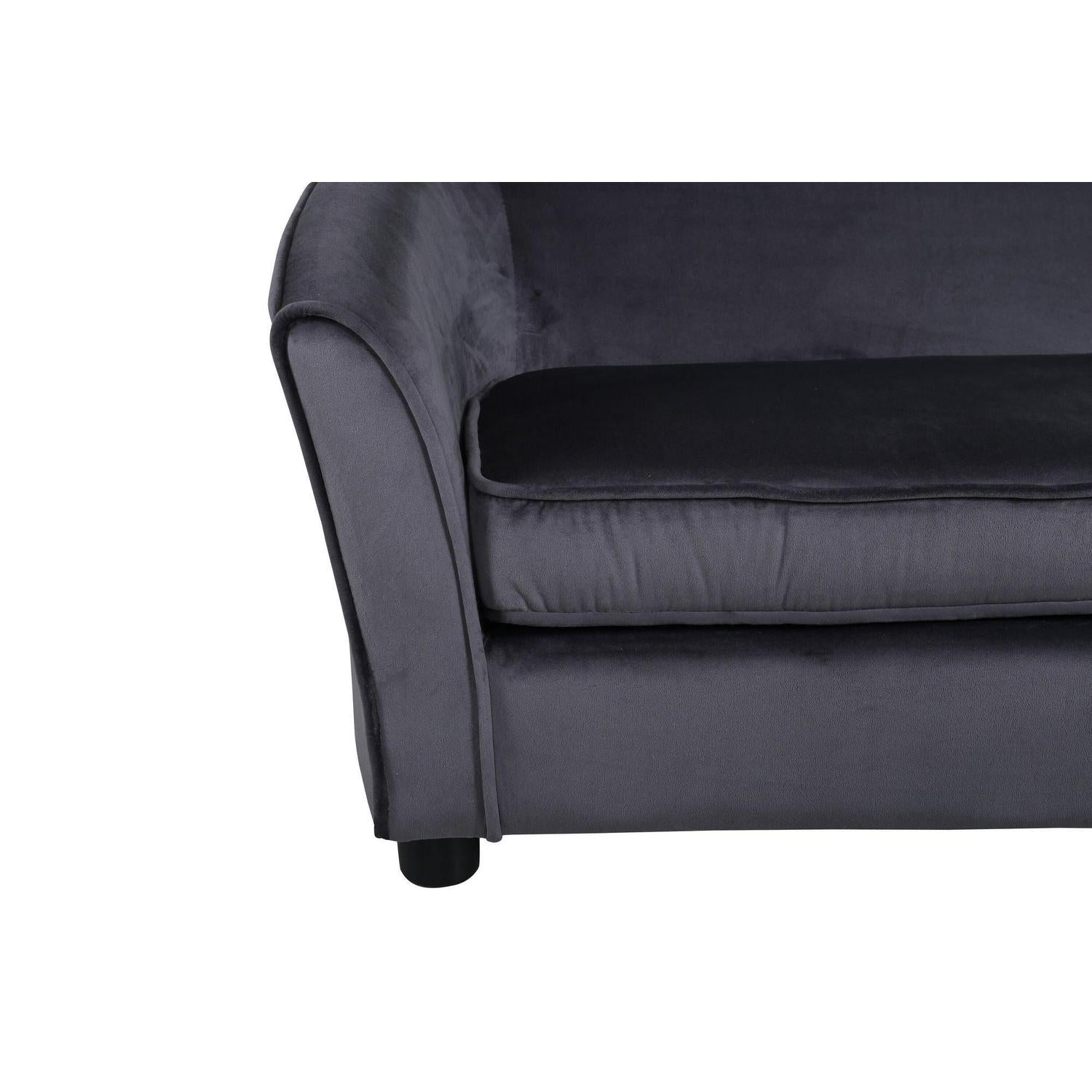 Kindersofa Mana aus Samt - Dunkelgrau-Kindersofas-Venture Home-le canapé