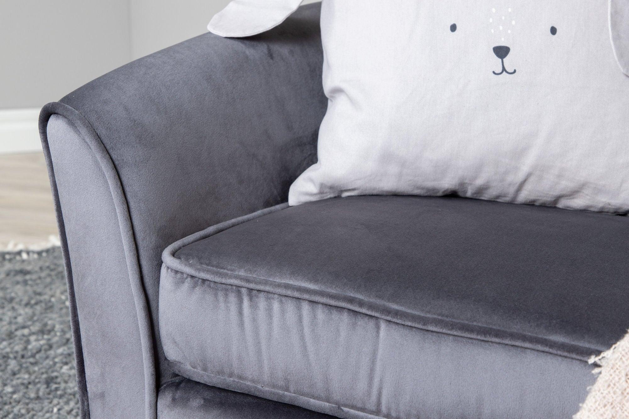 Kindersofa Mana aus Samt - Dunkelgrau-Kindersofas-Venture Home-le canapé