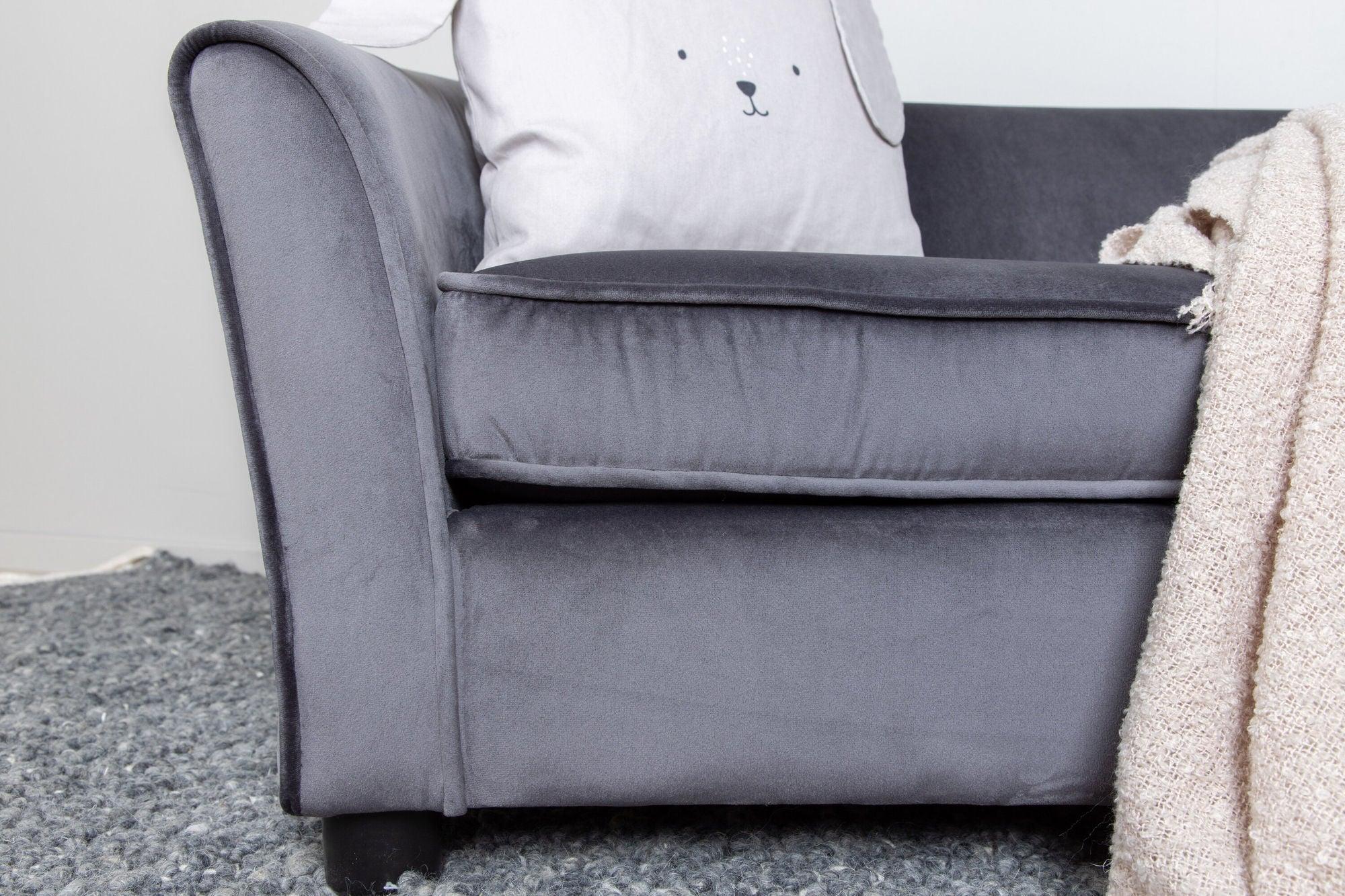 Kindersofa Mana aus Samt - Dunkelgrau-Kindersofas-Venture Home-le canapé