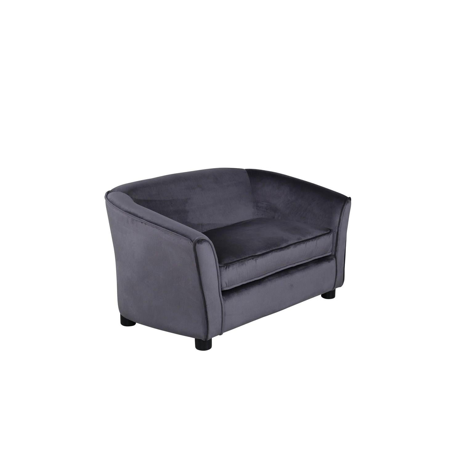 Kindersofa Mana aus Samt - Dunkelgrau-Kindersofas-Venture Home-le canapé