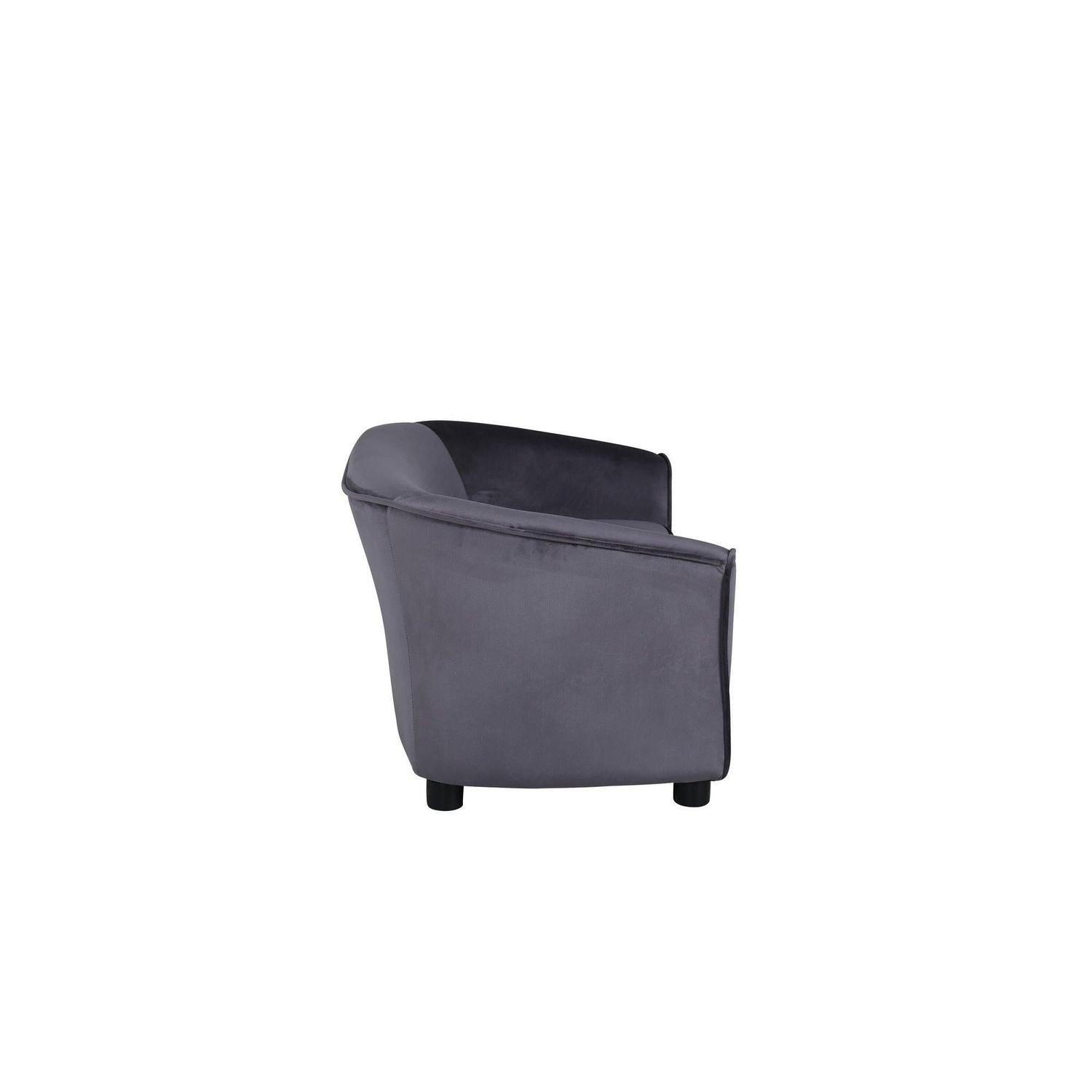 Kindersofa Mana aus Samt - Dunkelgrau-Kindersofas-Venture Home-le canapé