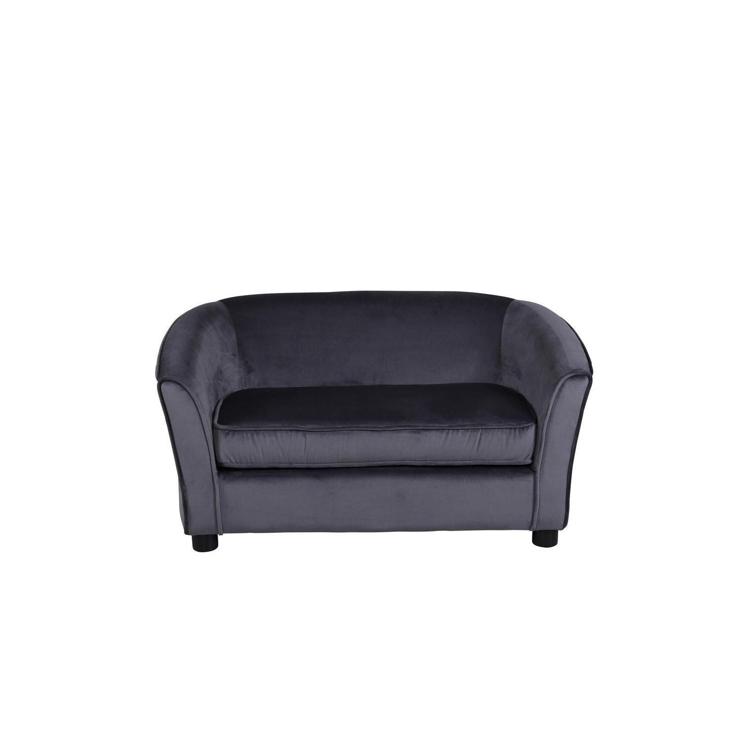 Kindersofa Mana aus Samt - Dunkelgrau-Kindersofas-Venture Home-le canapé