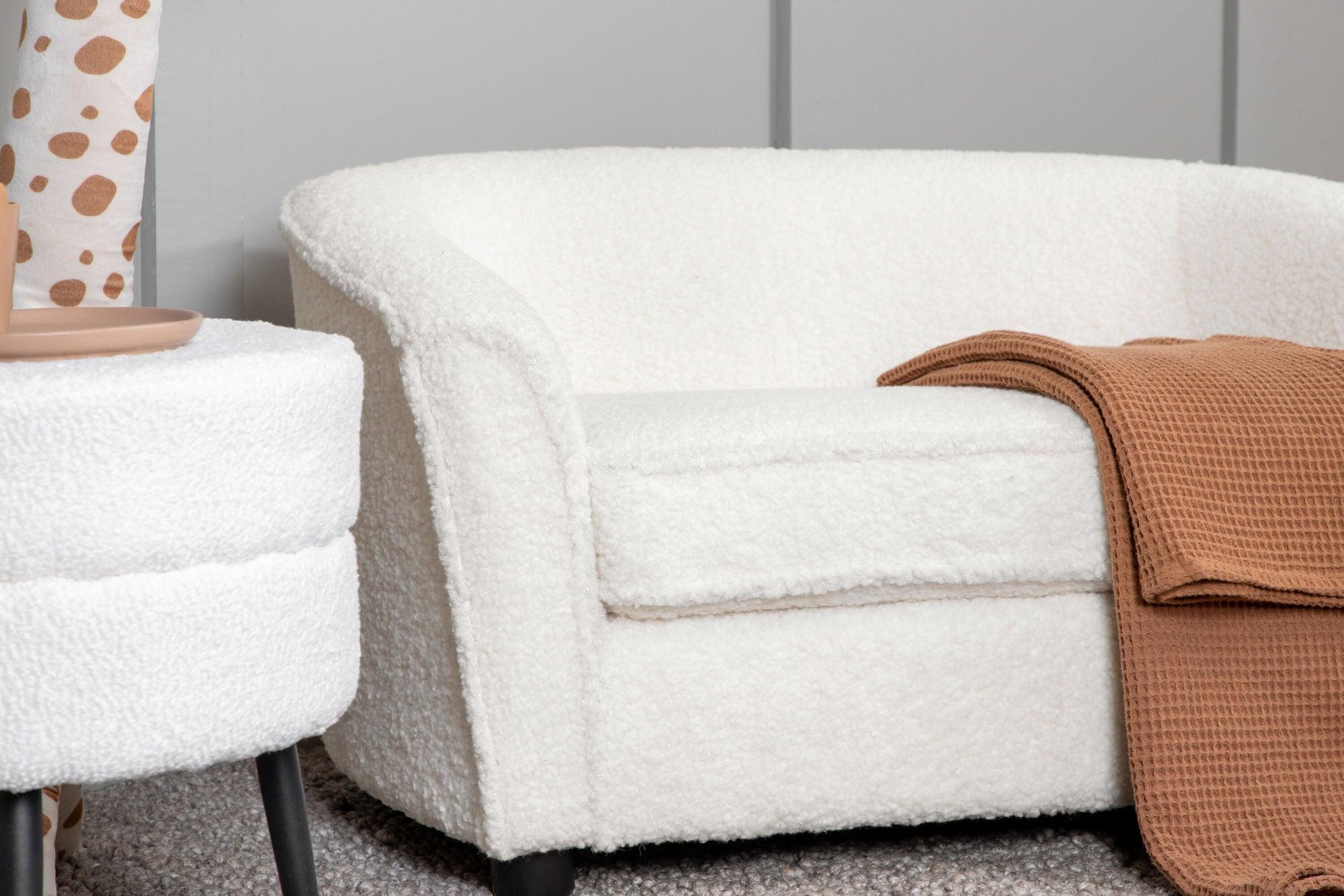 Kindersofa Mana aus Teddystoff (Bouclé) - Weiß-Kindersofas-Venture Home-le canapé