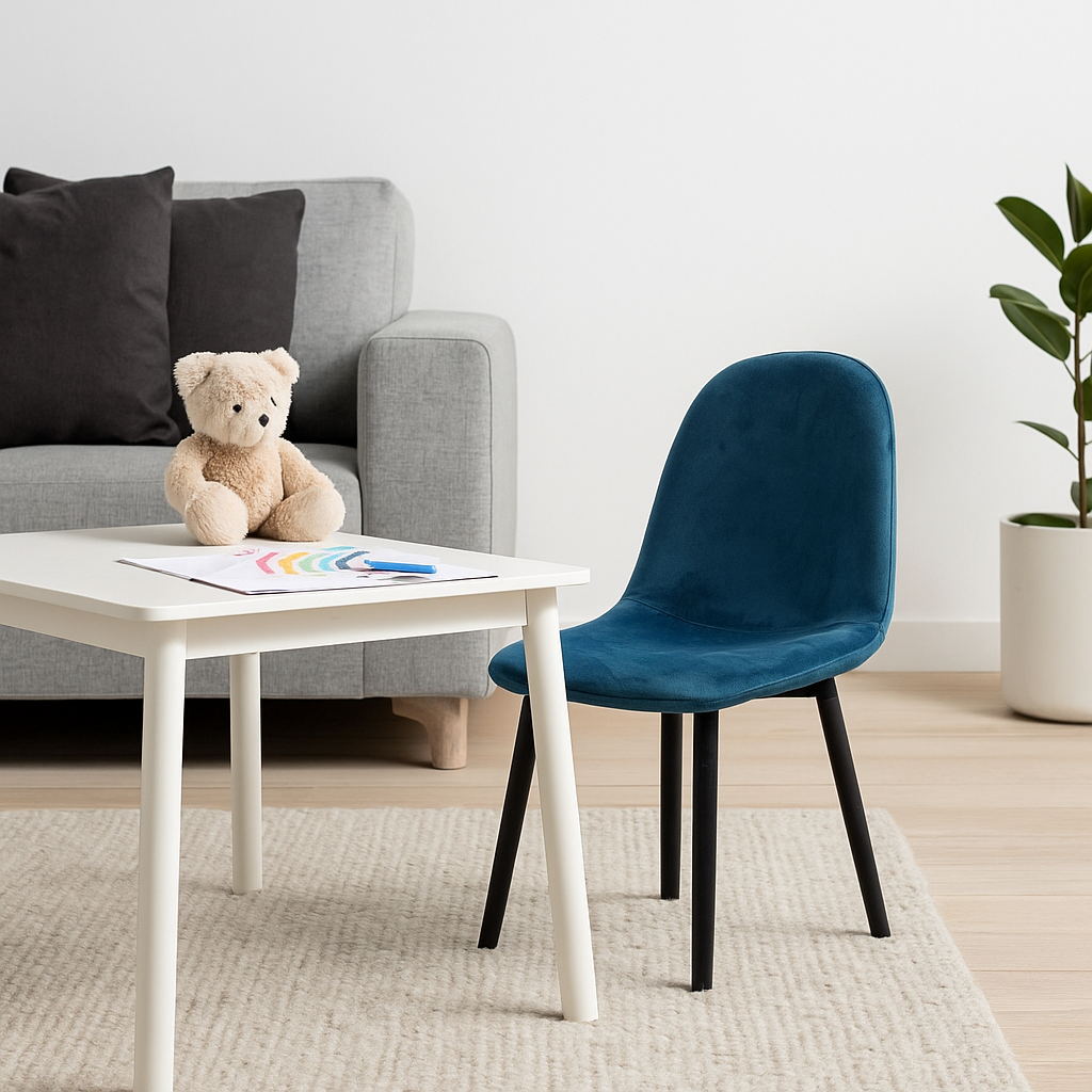 Kinderstuhl Polar 2er-Set aus Samt - Blau-Kinderstuhl-Venture Home-le canapé