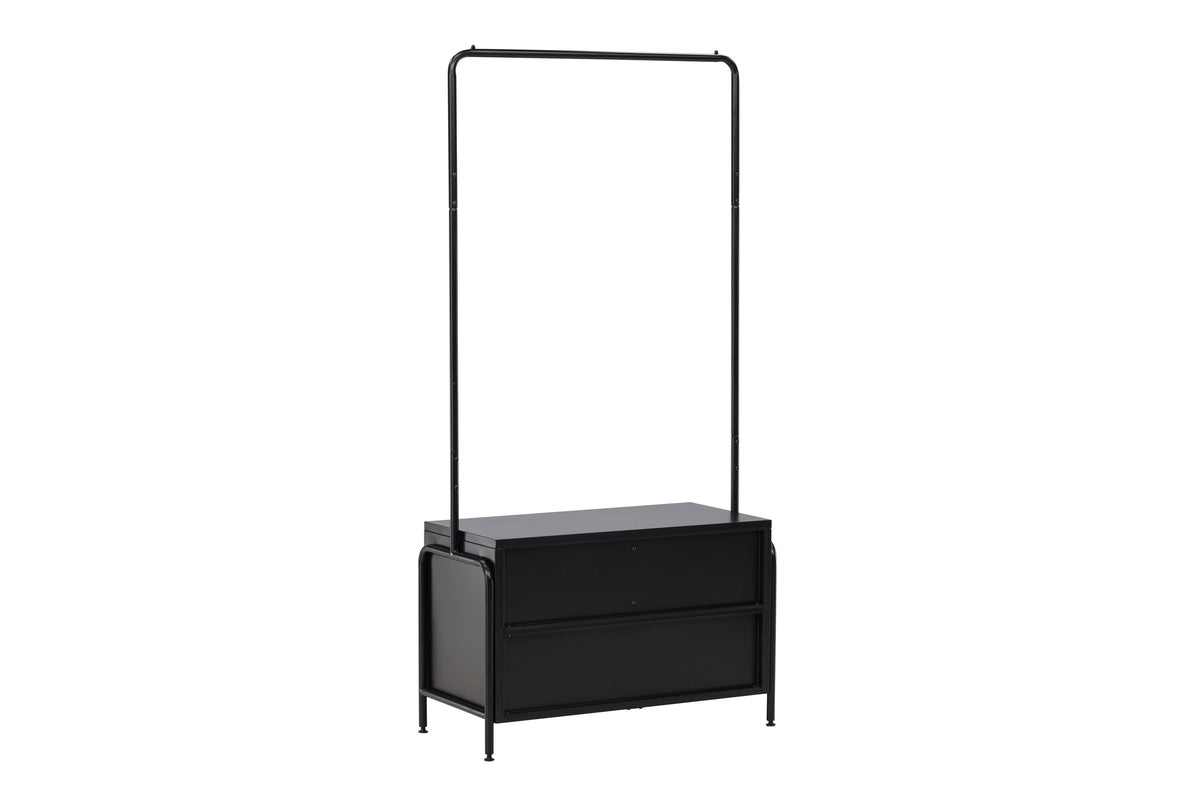 Kleiderständer Quito 100cm aus Metall mit Schublade - Schwarz-Venture Home-le canapé