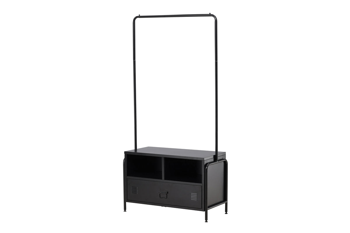 Kleiderständer Quito 100cm aus Metall mit Schublade - Schwarz-Venture Home-le canapé