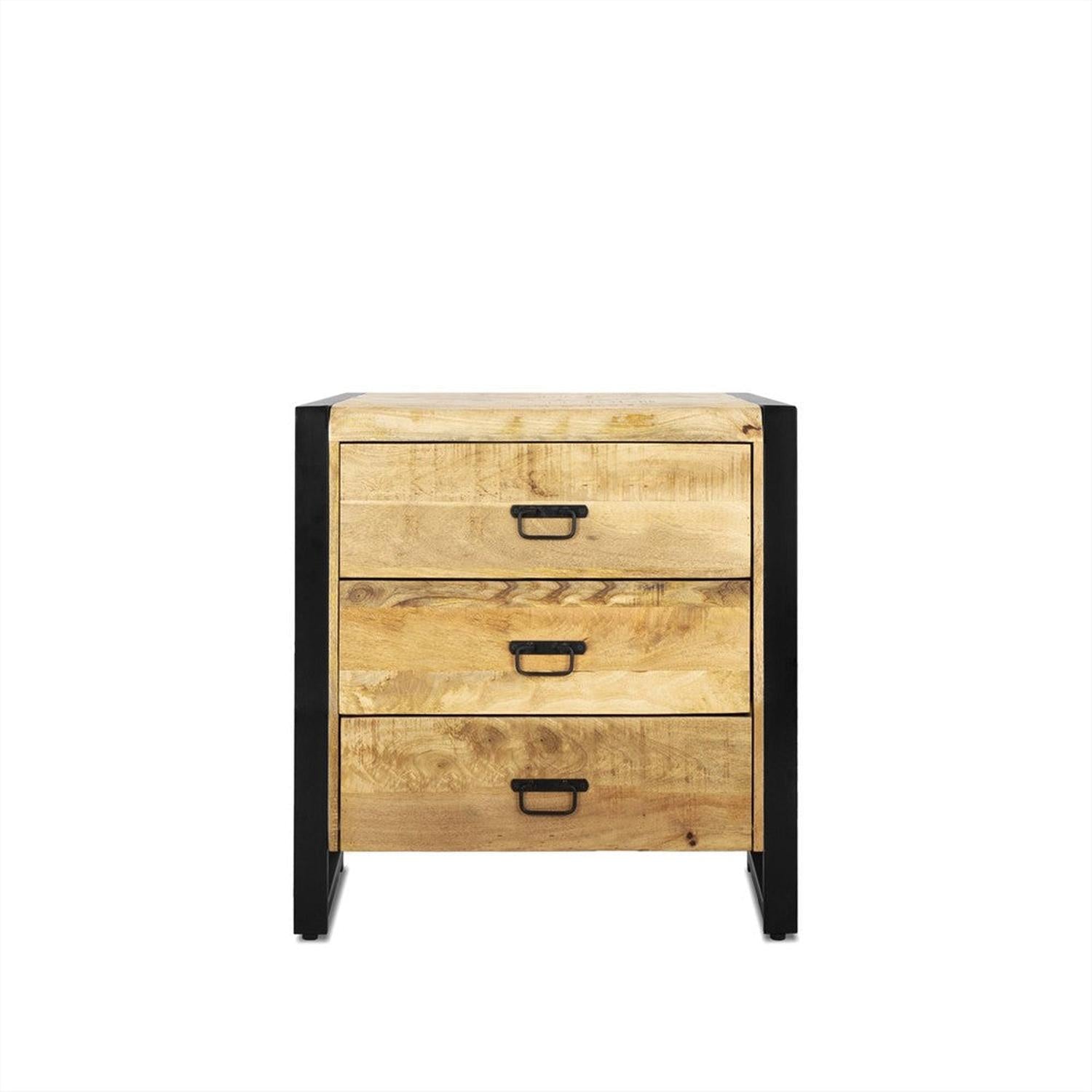 Kommode Britt aus Mangoholz mit 3 Schubladen 80cm - Hellbraun-Kommoden-Benoa-le canapé