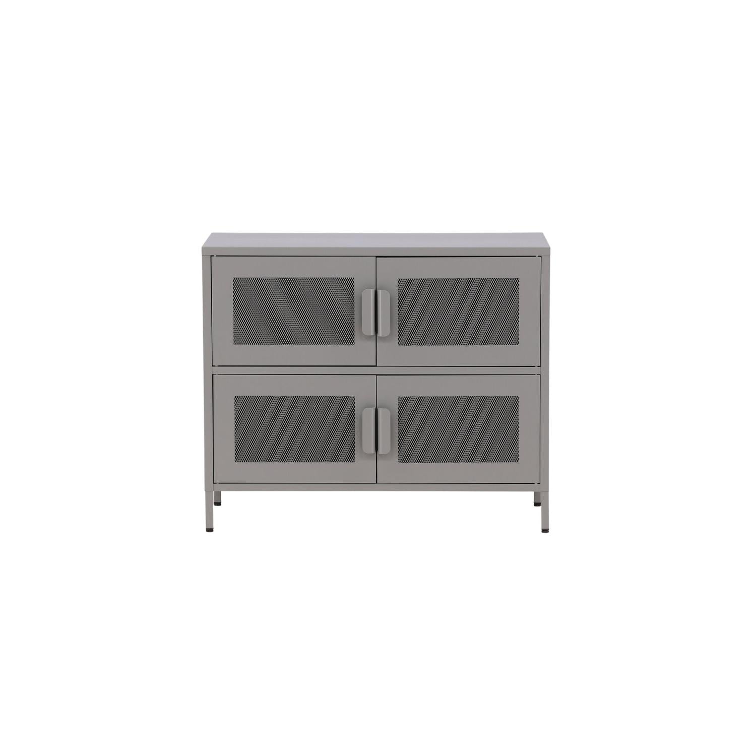 Kommode Nett 90cm mit Gittertüren - Hellgrau-Kommoden-Venture Home-le canapé