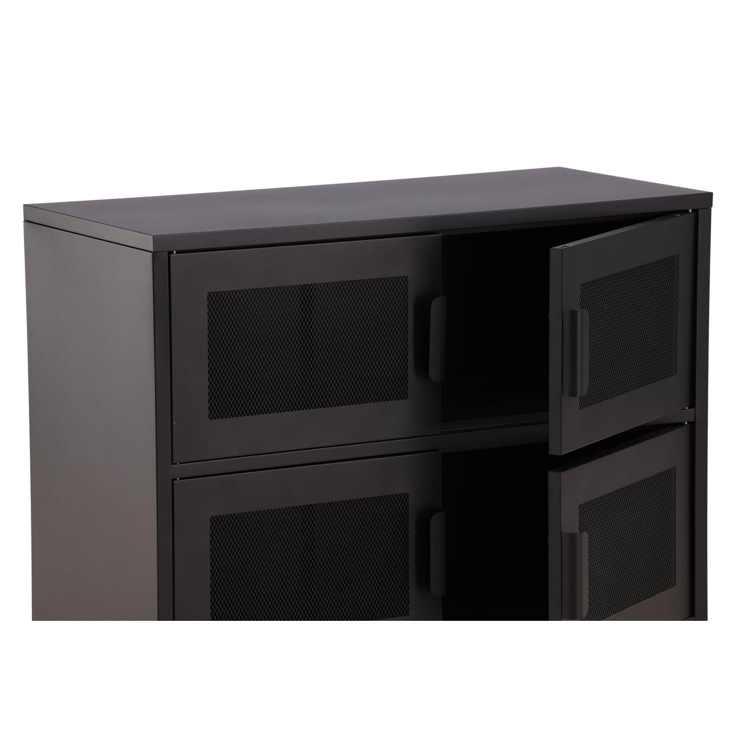 Kommode Nett 90cm mit Gittertüren - Schwarz-Kommoden-Venture Home-le canapé