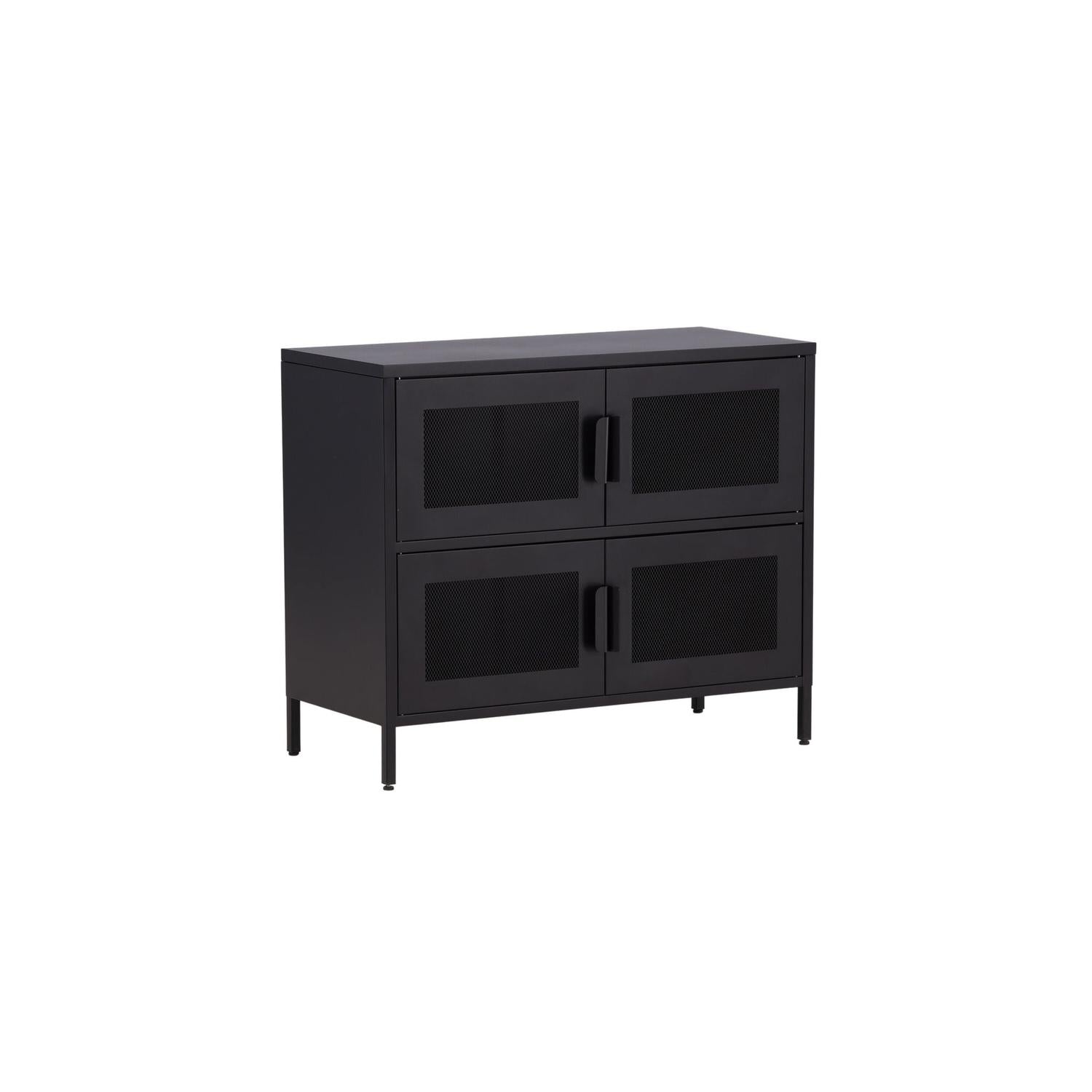 Kommode Nett 90cm mit Gittertüren - Schwarz-Kommoden-Venture Home-le canapé