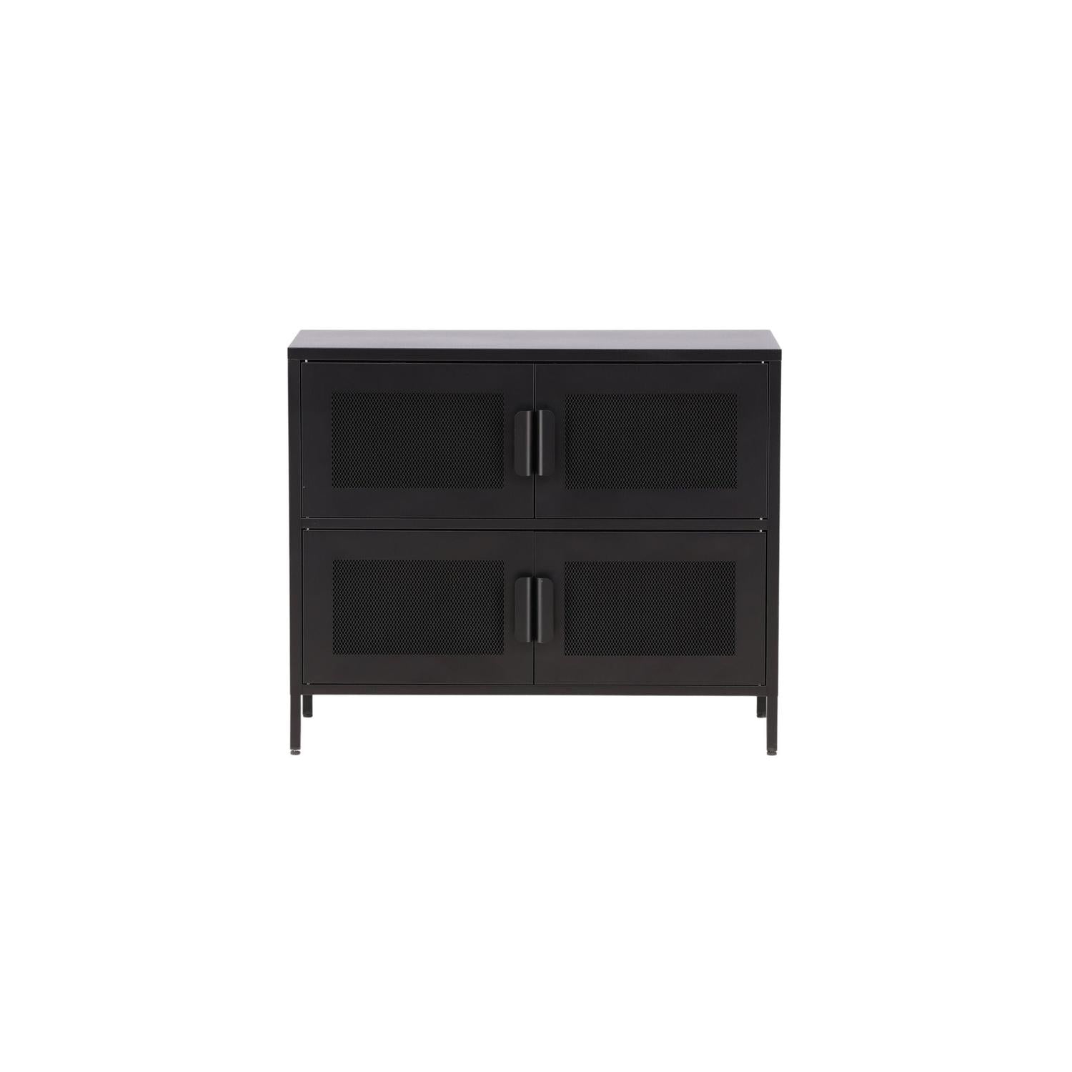 Kommode Nett 90cm mit Gittertüren - Schwarz-Kommoden-Venture Home-le canapé