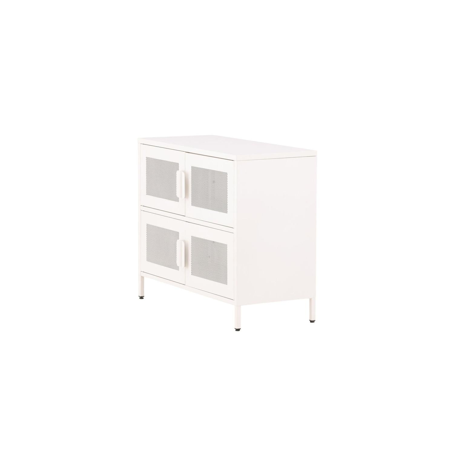 Kommode Nett 90cm mit Gittertüren - Weiß-Kommoden-Venture Home-le canapé