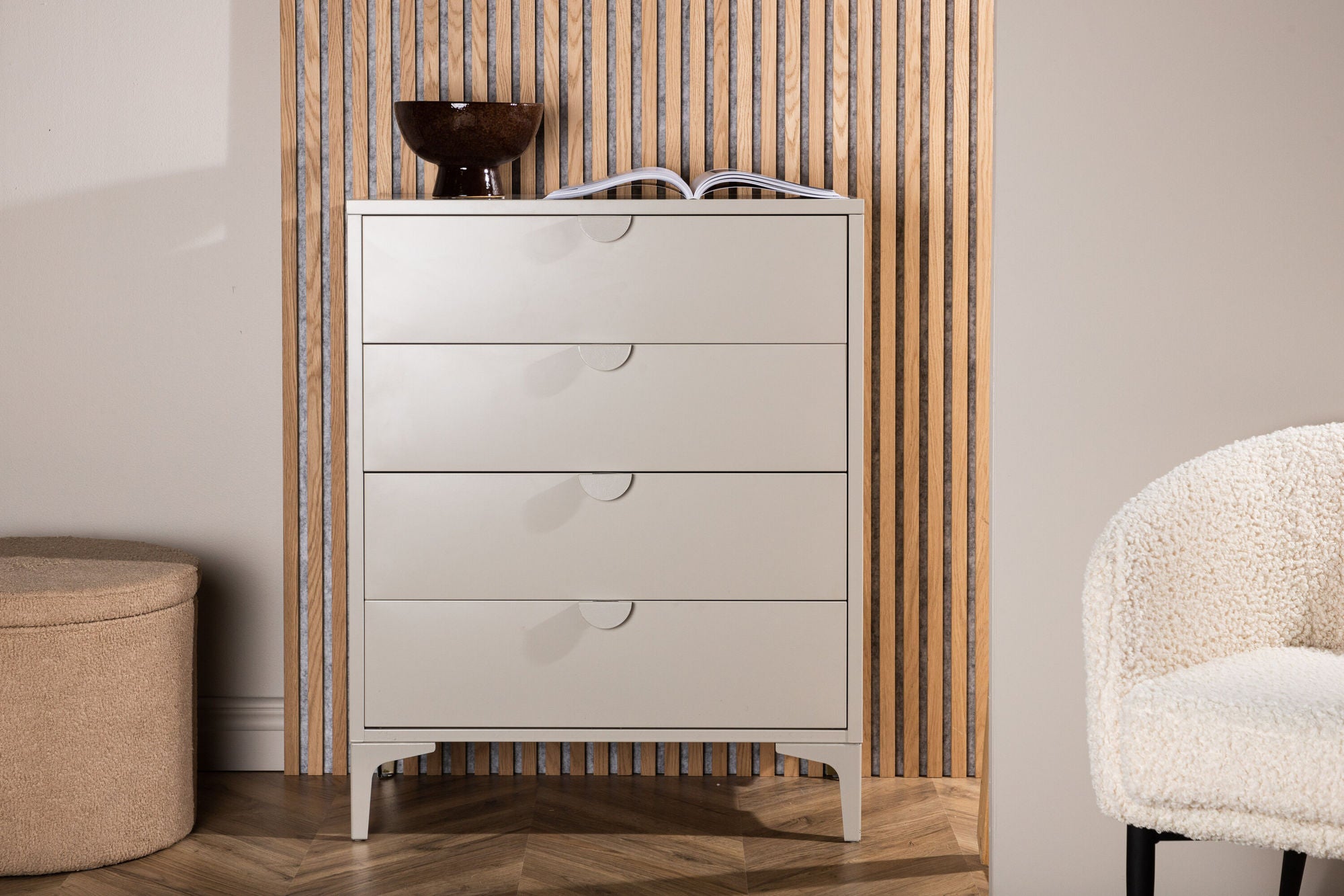 Kommode Piring mit 4 Schubladen aus Metall - Beige-Kommoden-Venture Home-le canapé