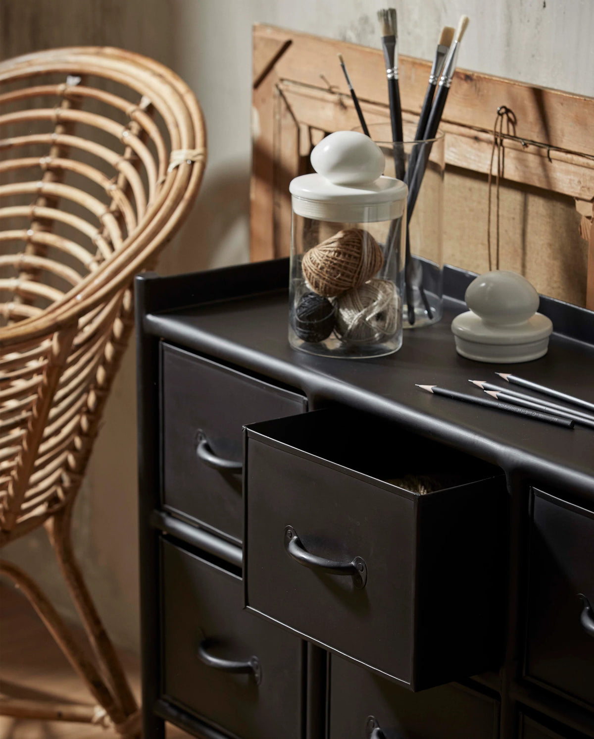 Kommode Portland 116cm aus Metall - Schwarz-Kommoden-Nordal A/S-le canapé