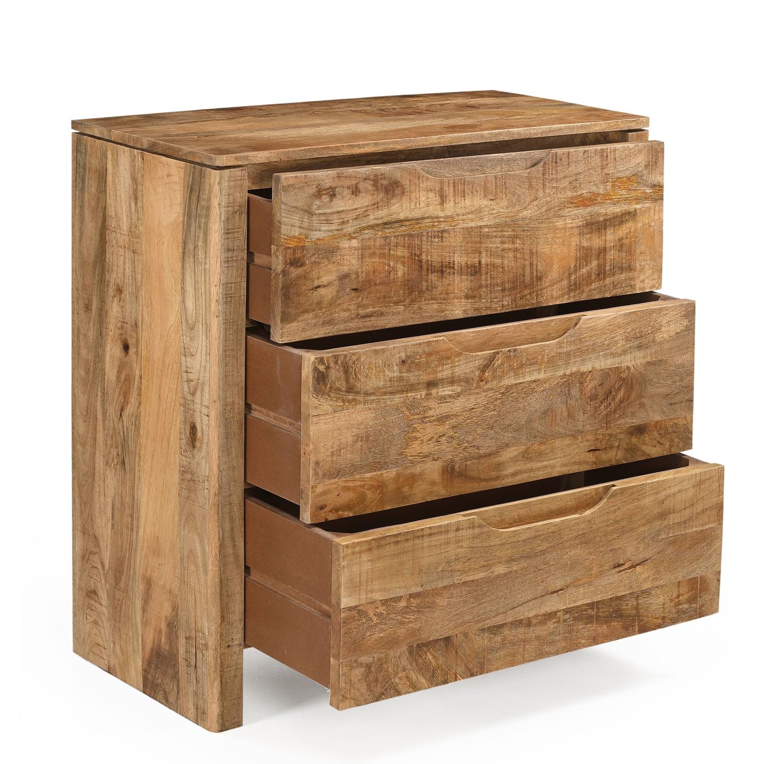 Kommode Sophie mit 3 Schubladen aus Mangoholz - Hellbraun-Kommoden-Benoa-le canapé