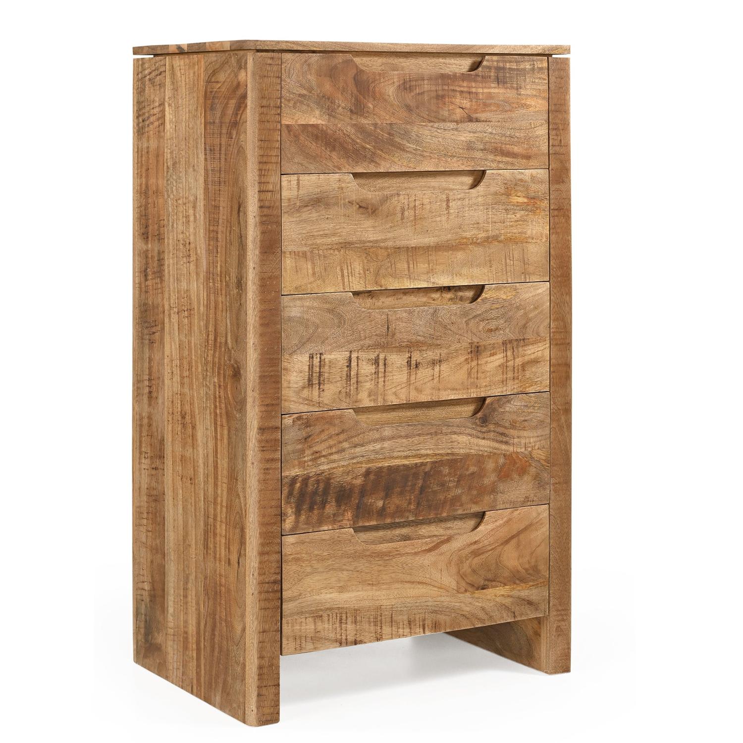 Kommode Sophie mit 5 Schubladen aus Mangoholz - Hellbraun-Kommoden-Benoa-le canapé