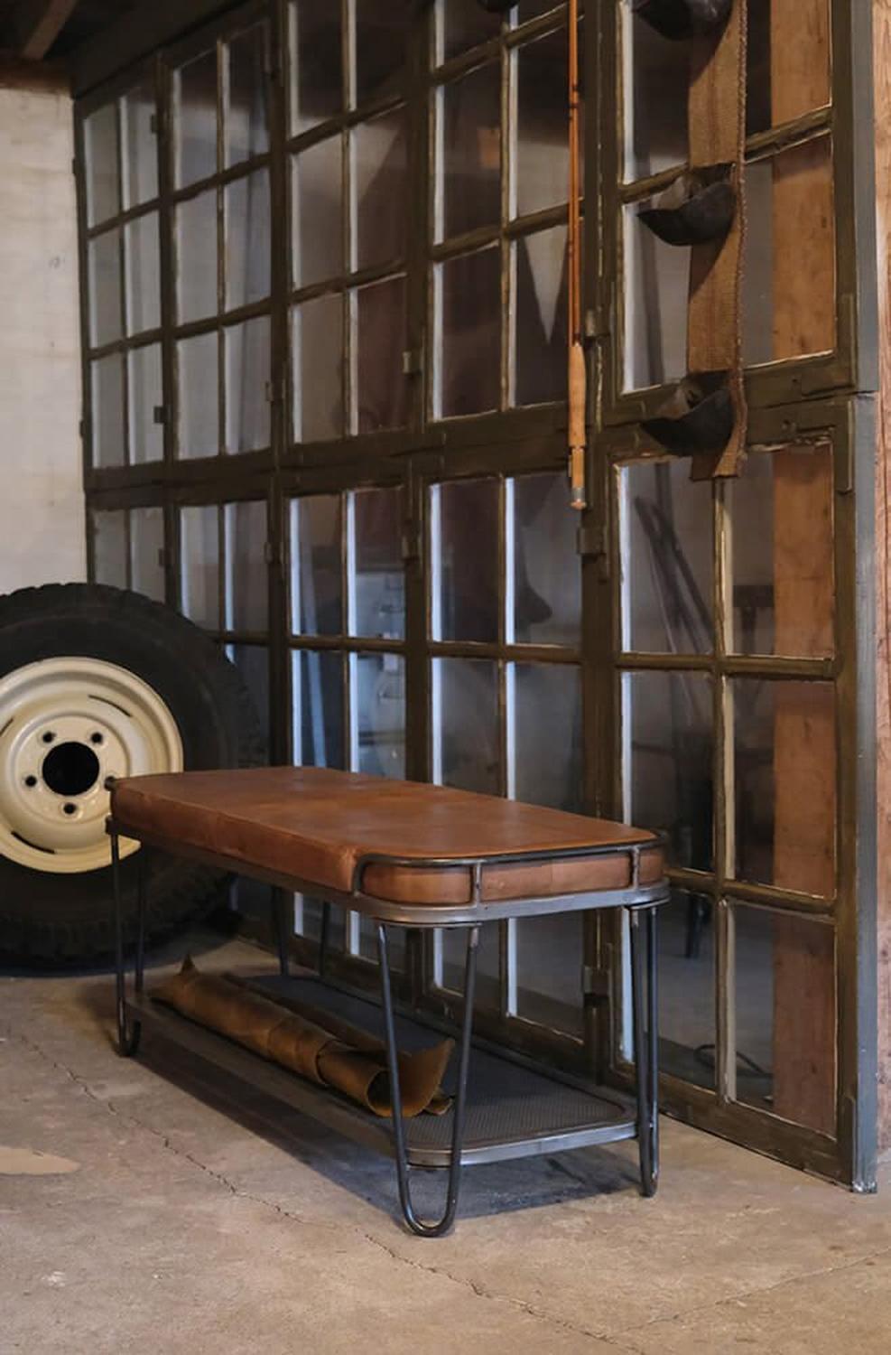 Lederbank Yannick mit Ablage-Lederbänke-Trademark Living-le canapé