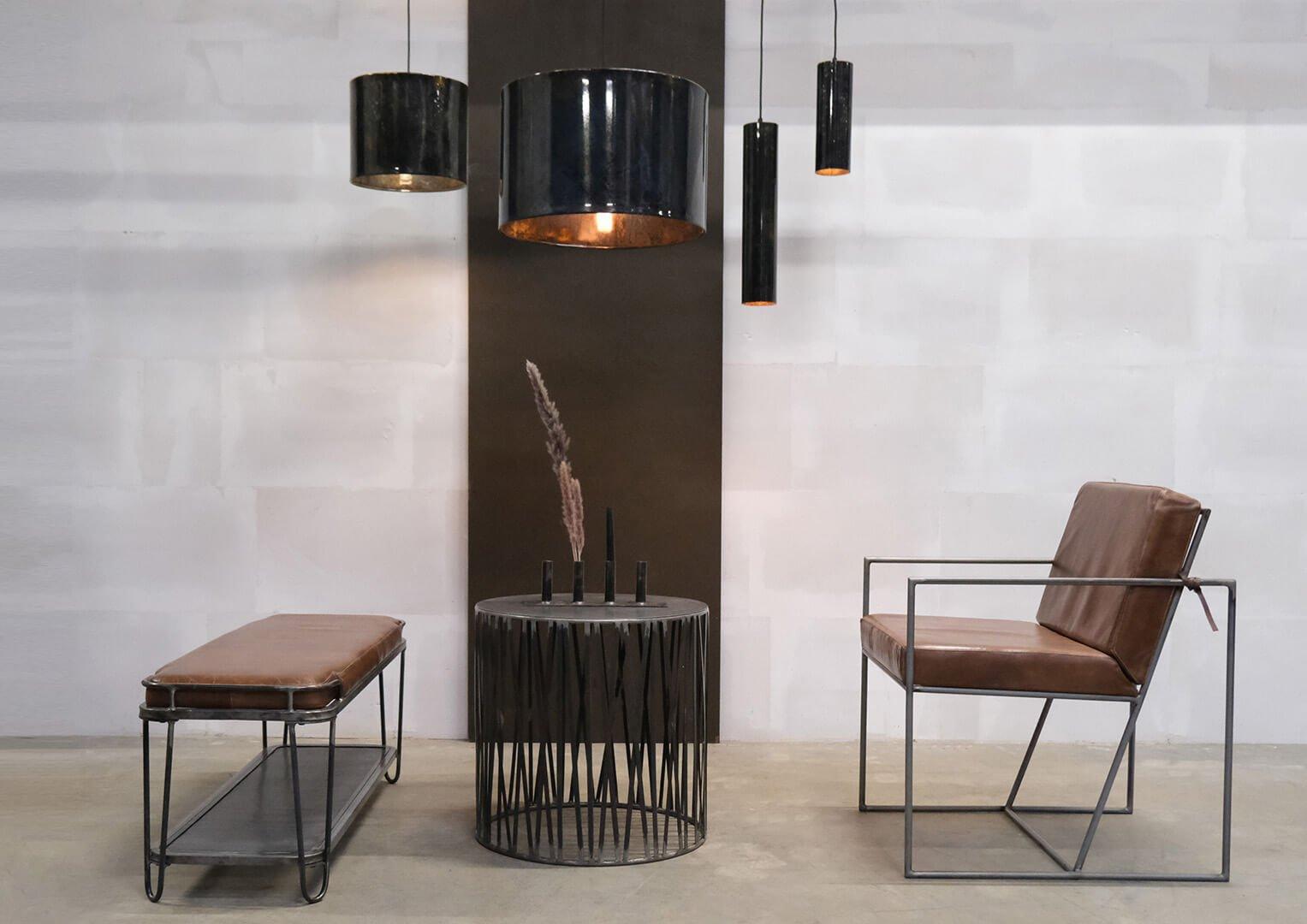 Lederbank Yannick mit Ablage-Lederbänke-Trademark Living-le canapé