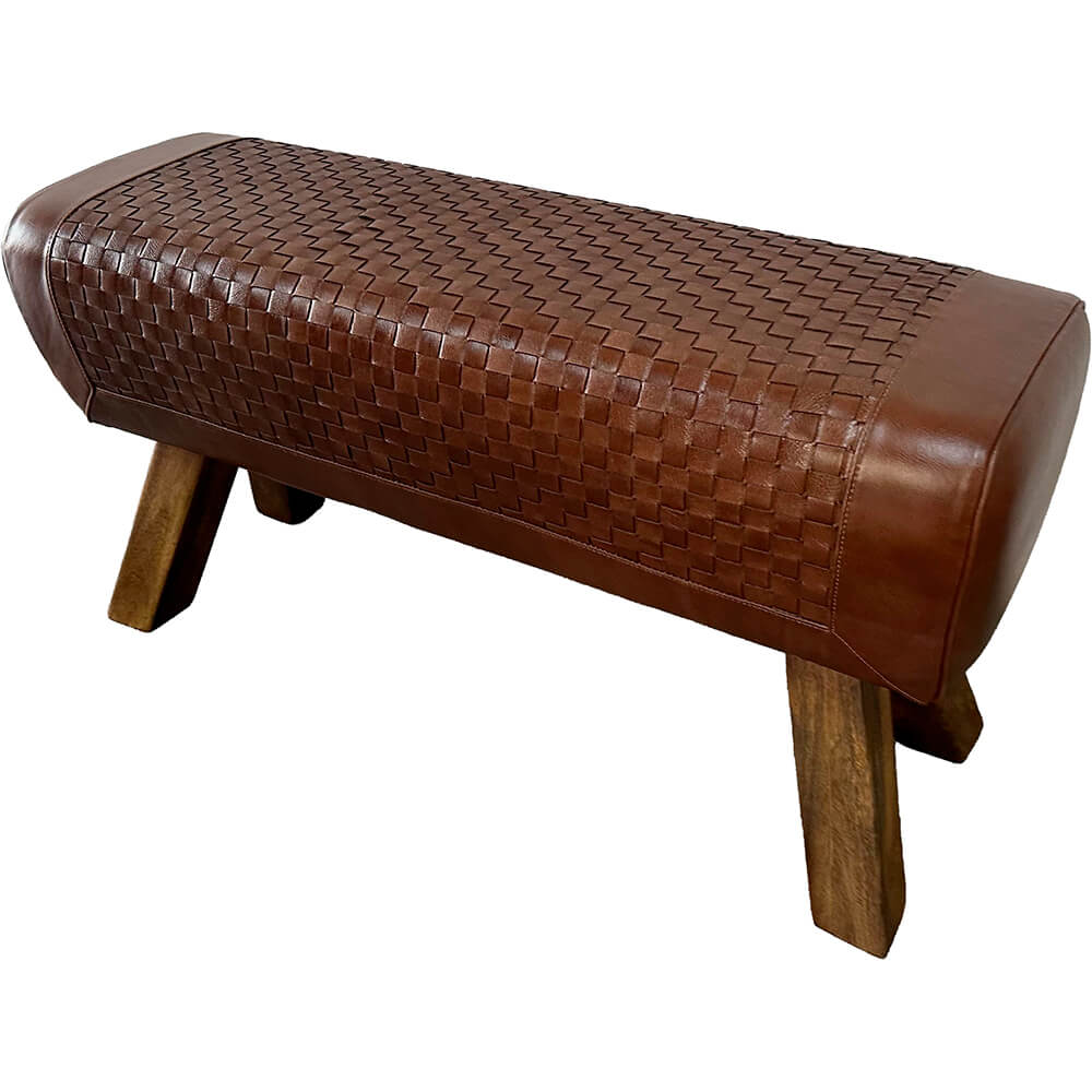 Bank Loui mit geflochtenem Büffelleder - Braun-Bänke-Trademark Living-le canapé