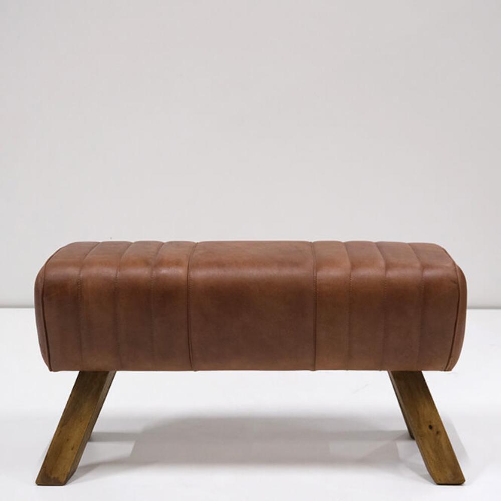 Lederbock Wilma mit Steppnähten - Braun-Bänke-Trademark Living-le canapé