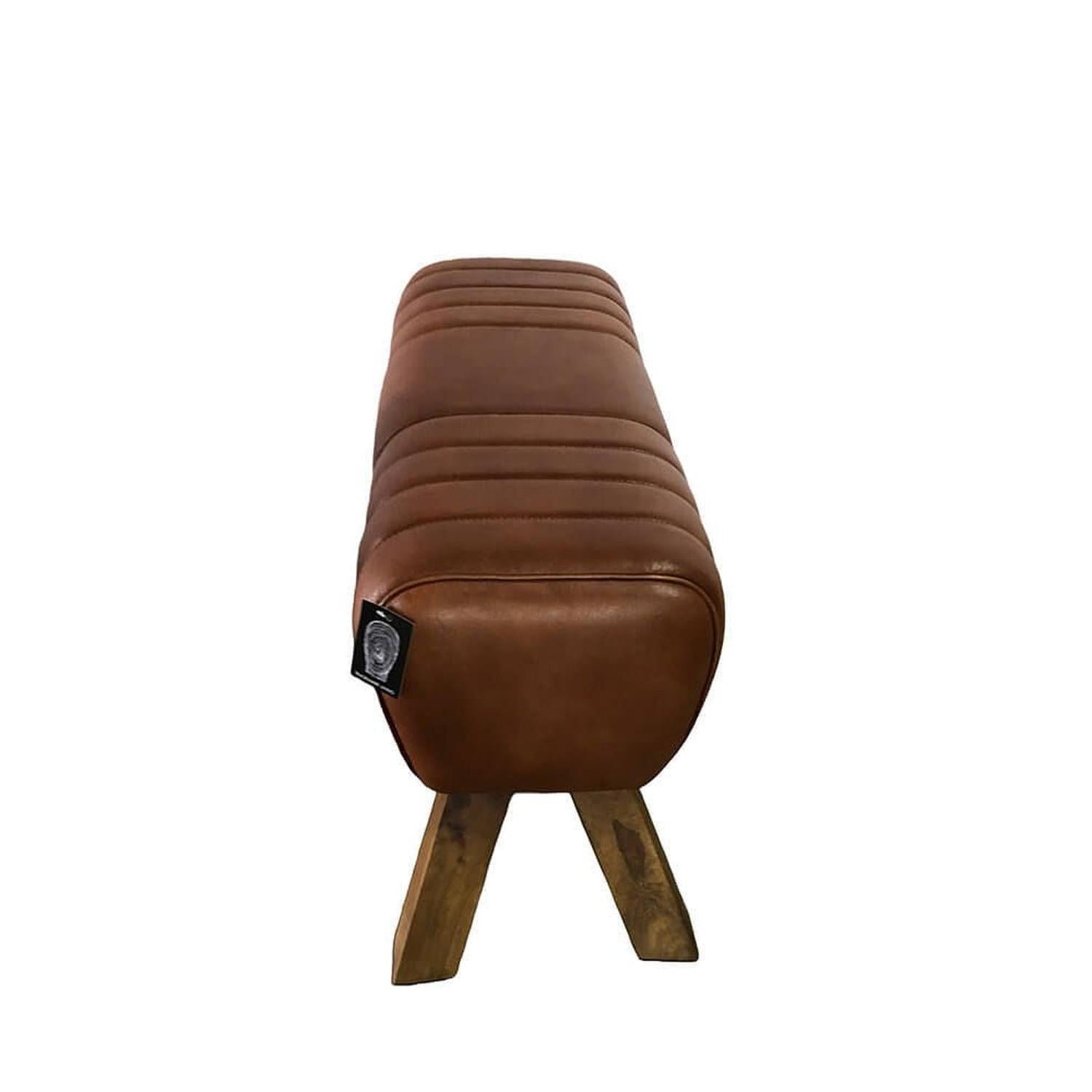 Lederbock Wilma mit Steppnähten - Braun-Bänke-Trademark Living-le canapé