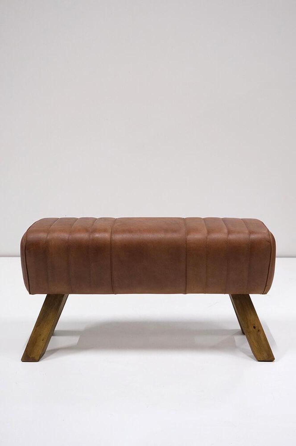 Lederbock Wilma mit Steppnähten - Braun-Bänke-Trademark Living-le canapé