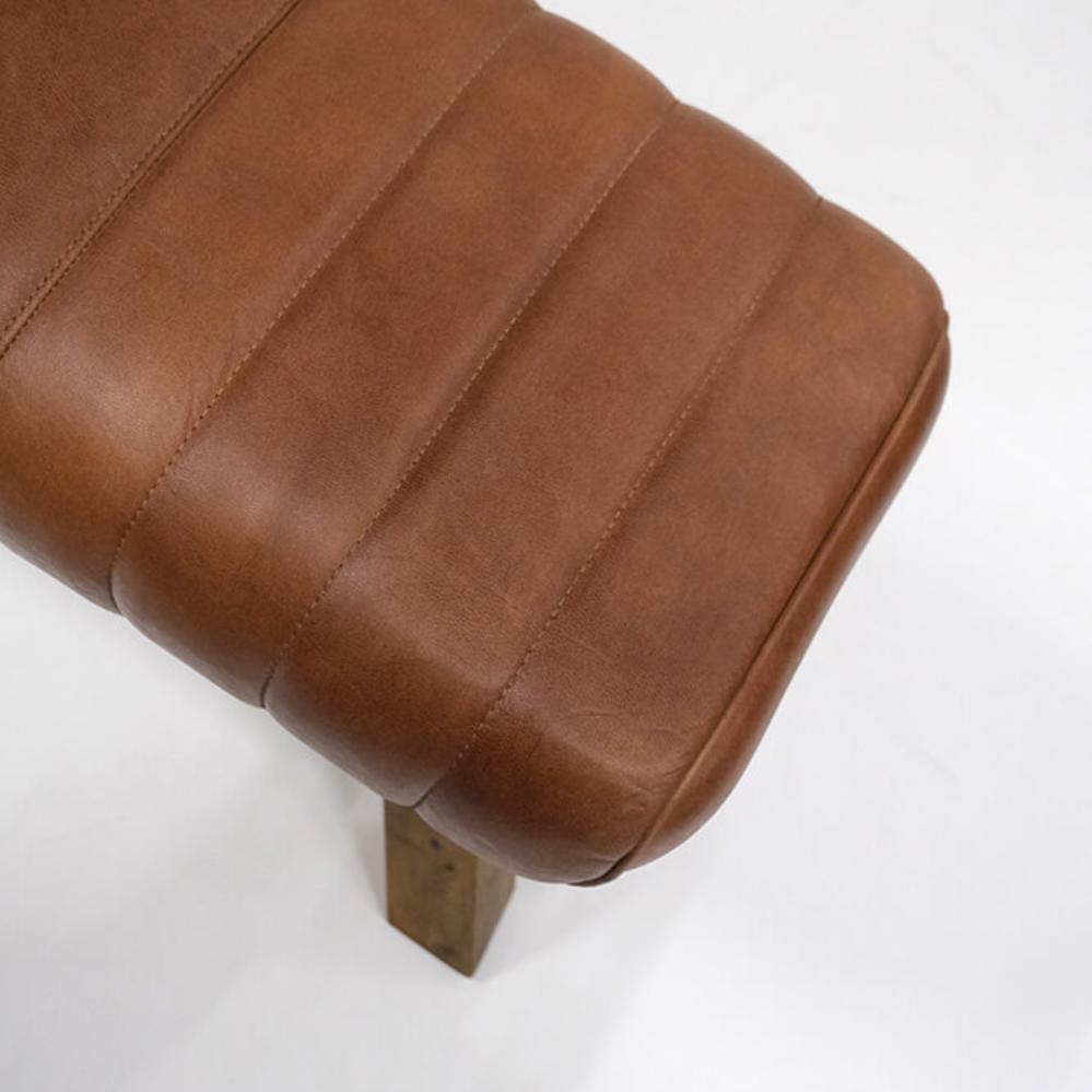 Lederbock Wilma mit Steppnähten - Braun-Bänke-Trademark Living-le canapé